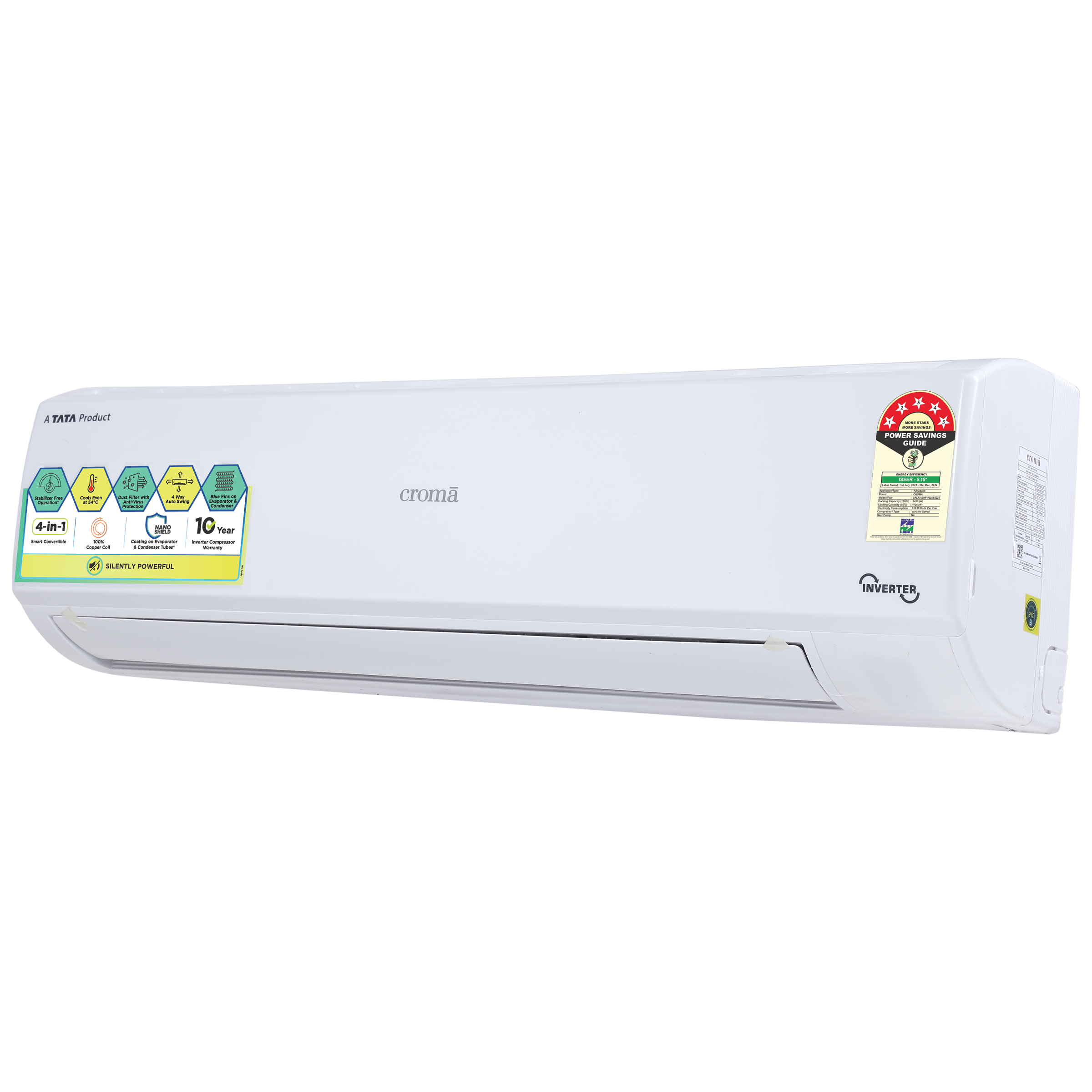 Croma 4 in 1 Convertible 1 Ton 5 Star Inverter Split AC with Self Diagnosis (Copper Condenser, CRLA012INF170255)_6