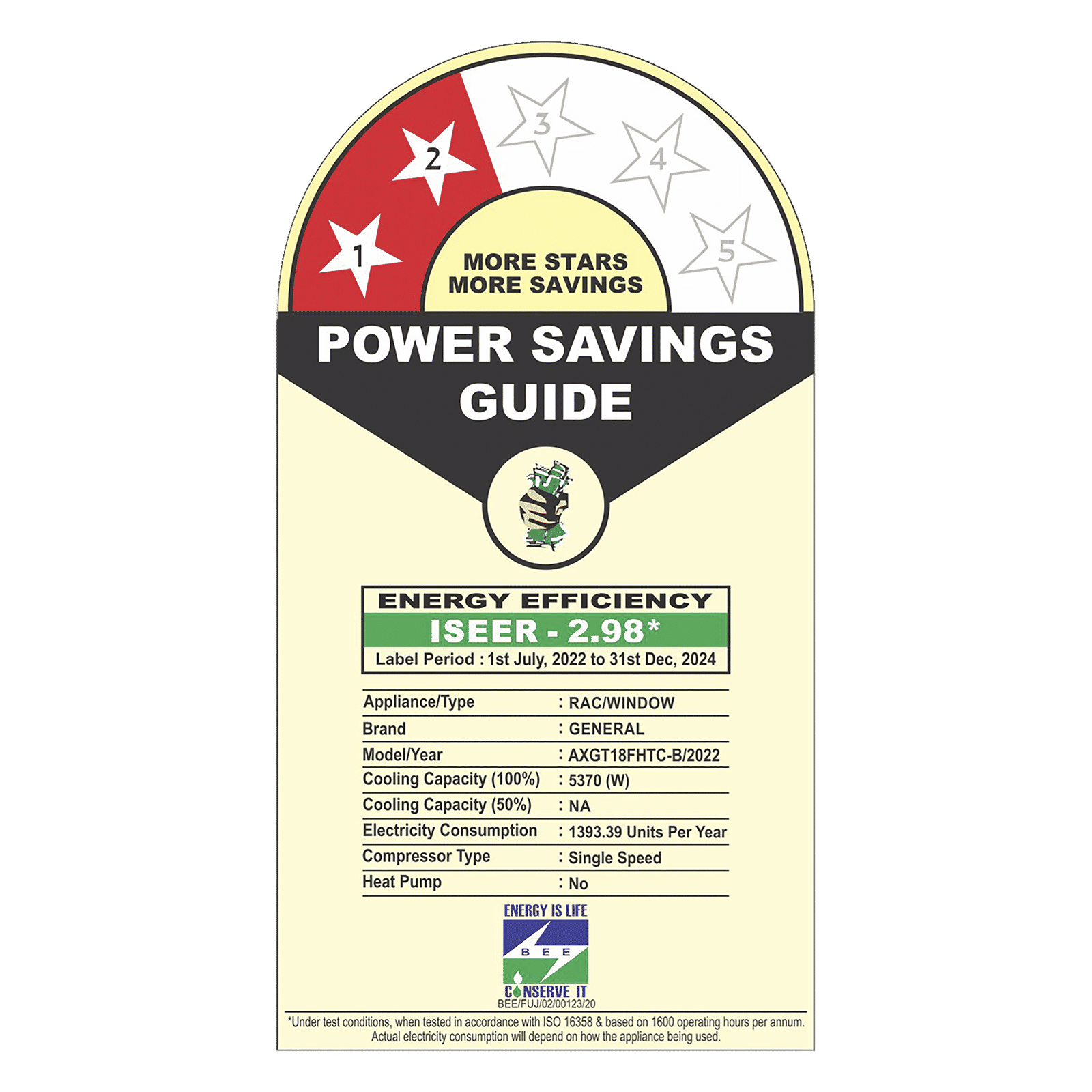 O GENERAL 1.5 Ton 2 Star Window AC (Copper Condenser, Mildew Resistant Filter, AXGTB18FHTC- B) O GENERAL 1.5 Ton 2 Star Window AC (Copper Condenser, Mildew Resistant Filter, AXGTB18FHTC- B)_2
