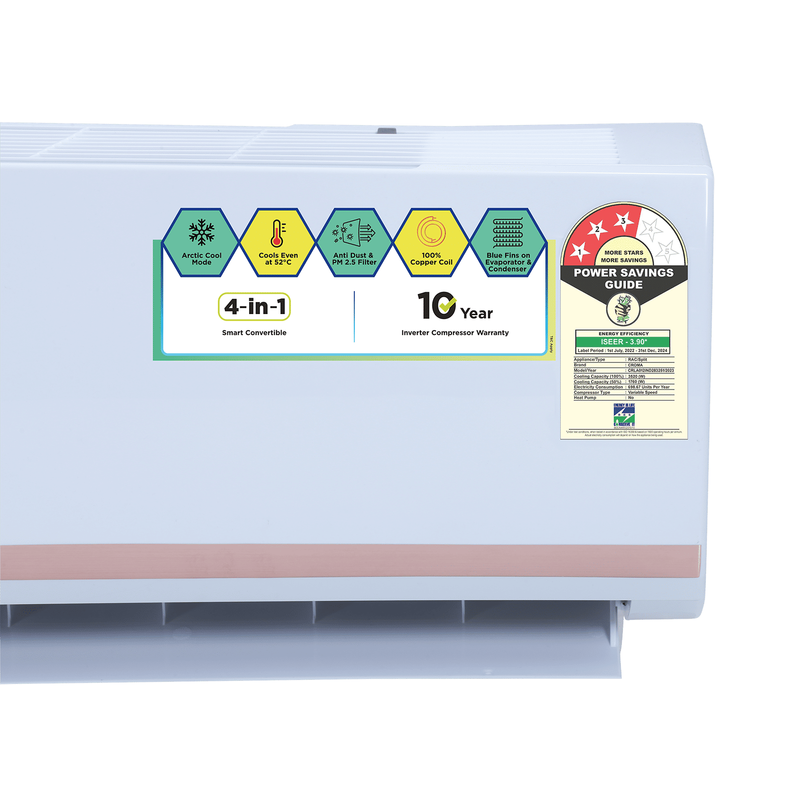 Croma 4 in 1 Convertible 1 Ton 3 Star Inverter Split AC with Dust Filter (Copper Condenser, CRLA012IND283251)_17