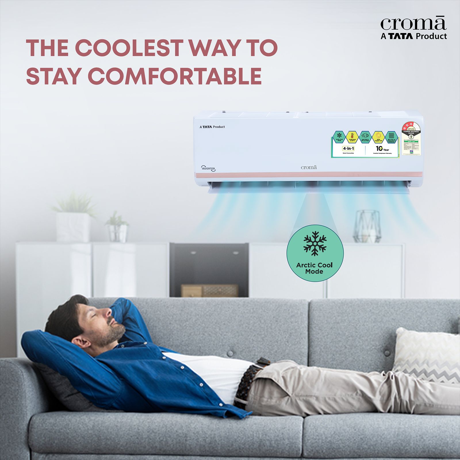 Croma 4 in 1 Convertible 1.5 Ton 3 Star Inverter Split AC with Dust Filter (Copper Condenser, CRLA018IND283252)_9