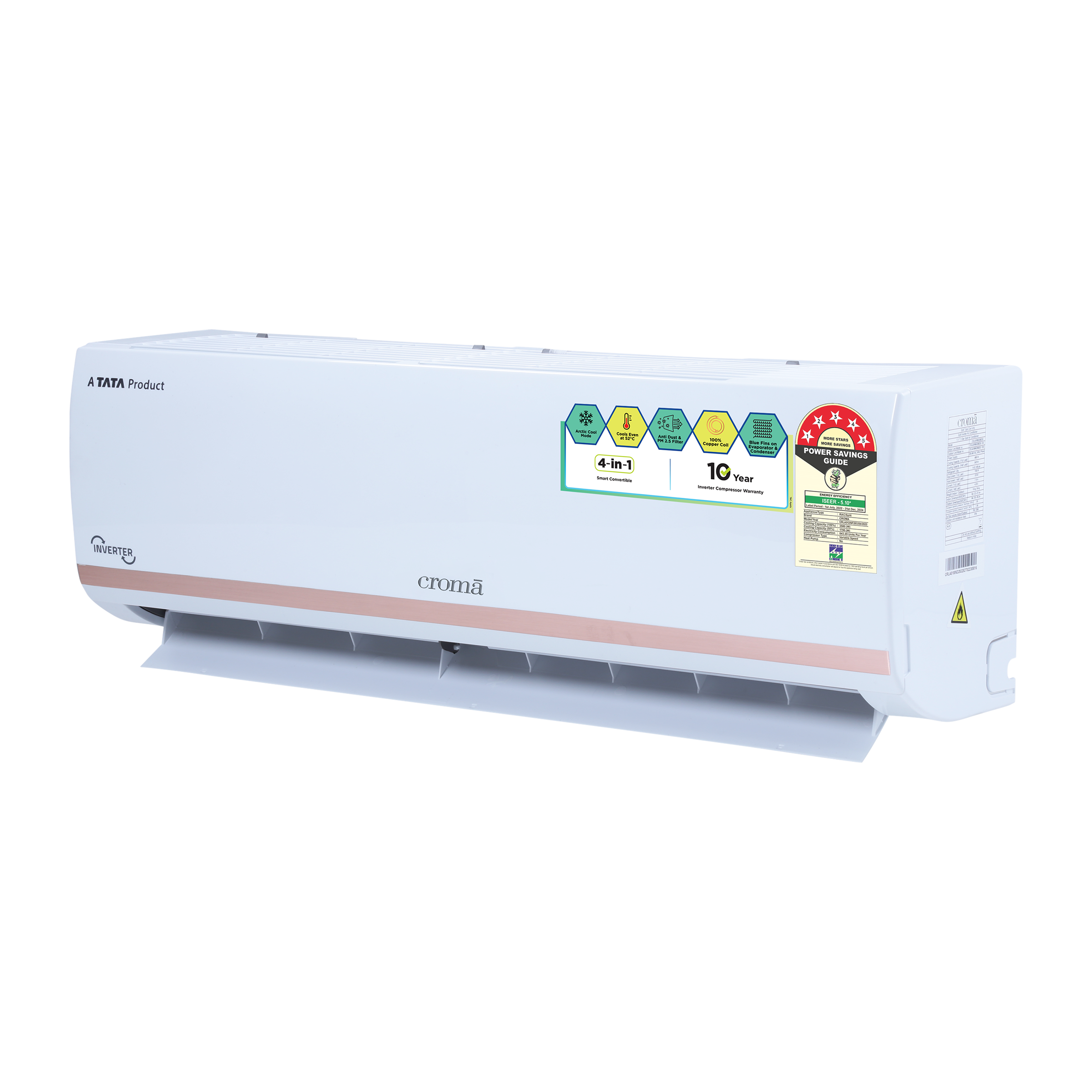 Croma 4 in 1 Convertible 1 Ton 5 Star Inverter Split AC with Dust Filter (Copper Condenser, CRLA012INF283254) Croma 4 in 1 Convertible 1 Ton 5 Star Inverter Split AC with Dust Filter (Copper Condenser, CRLA012INF283254)_8