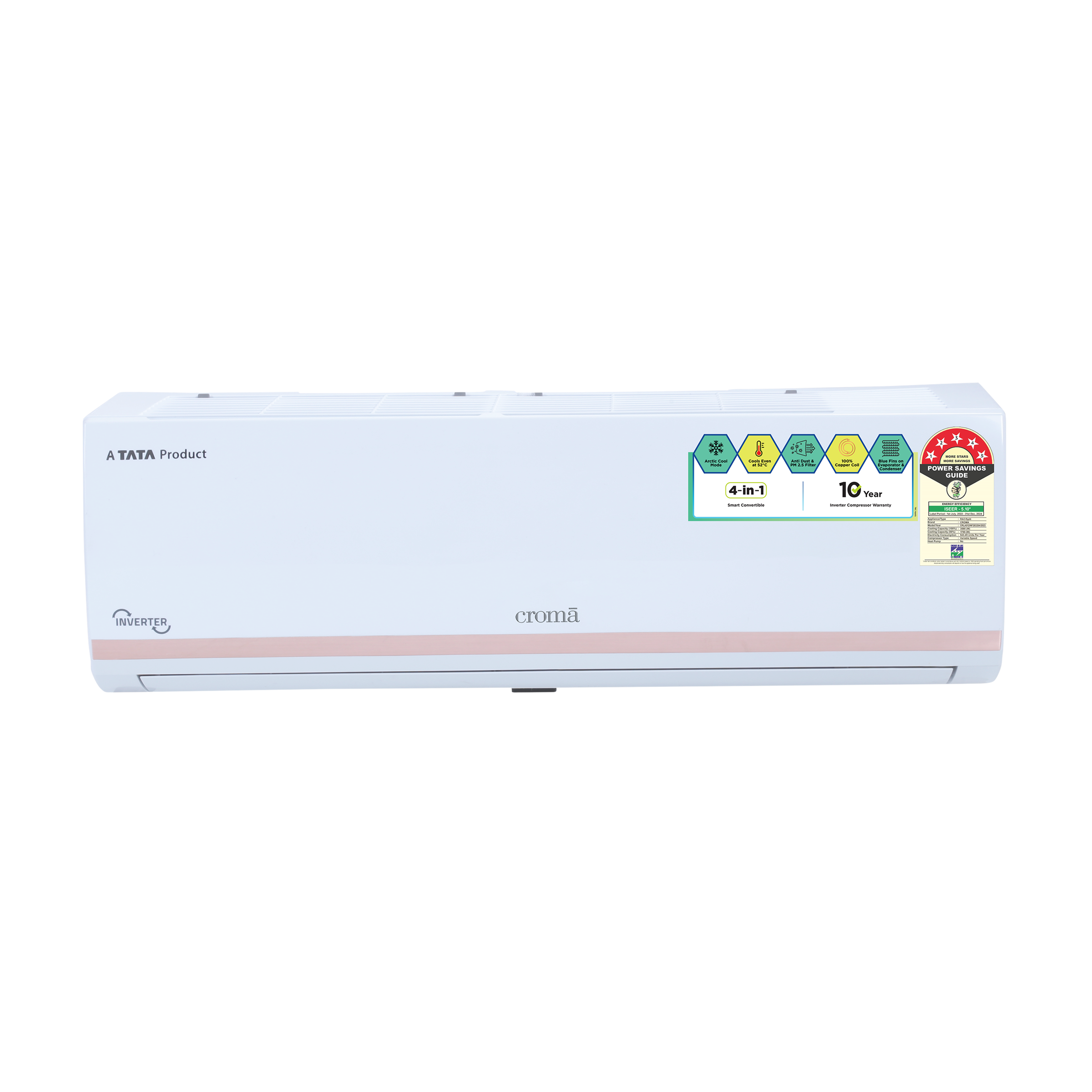 Croma 4 in 1 Convertible 1 Ton 5 Star Inverter Split AC with Dust Filter (Copper Condenser, CRLA012INF283254) Croma 4 in 1 Convertible 1 Ton 5 Star Inverter Split AC with Dust Filter (Copper Condenser, CRLA012INF283254)_1