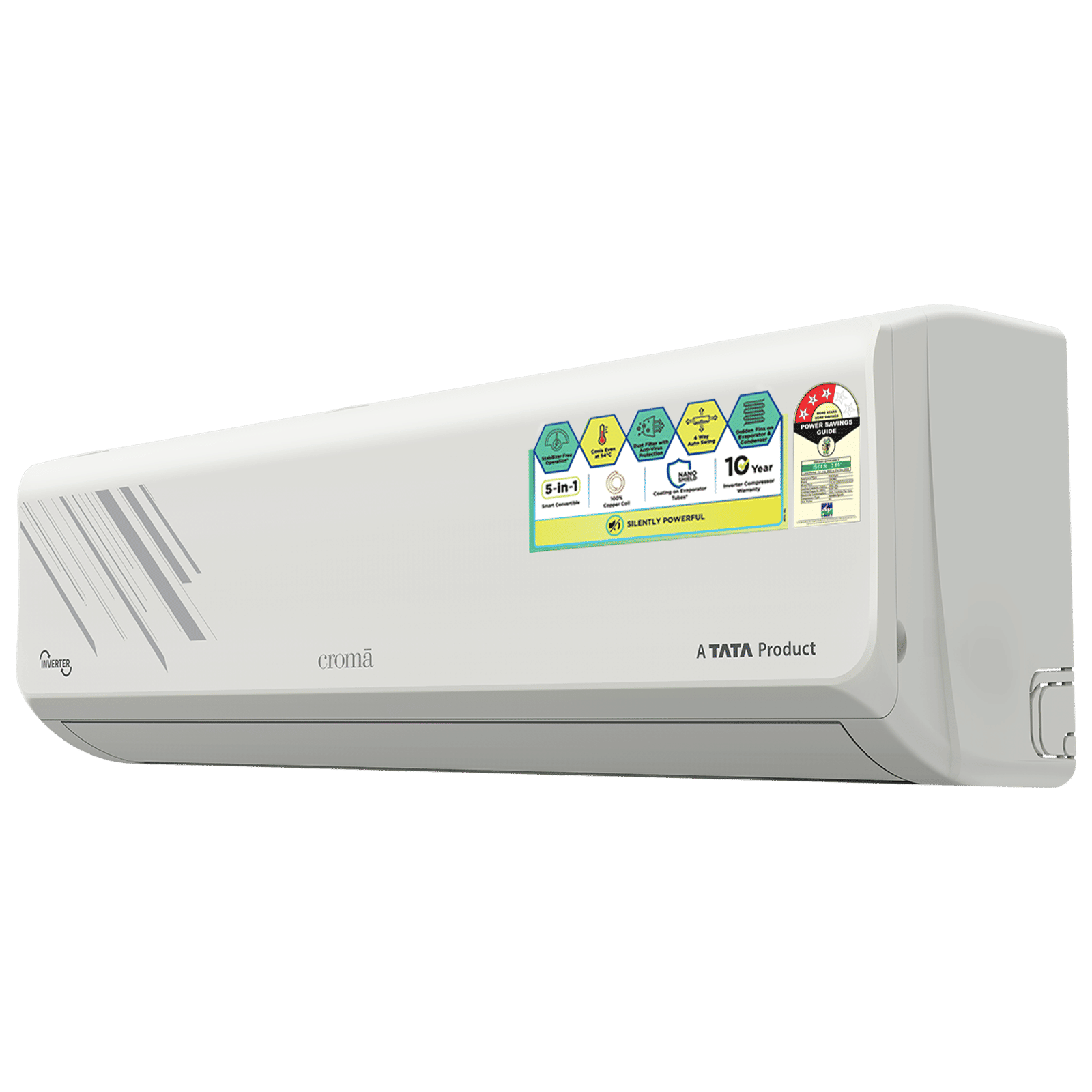 Croma 5 in 1 Convertible 1.5 Ton 3 Star Inverter Split AC with Self Diagnosis (Copper Condenser, CRLA018IND255352) Croma 5 in 1 Convertible 1.5 Ton 3 Star Inverter Split AC with Self Diagnosis (Copper Condenser, CRLA018IND255352)_6
