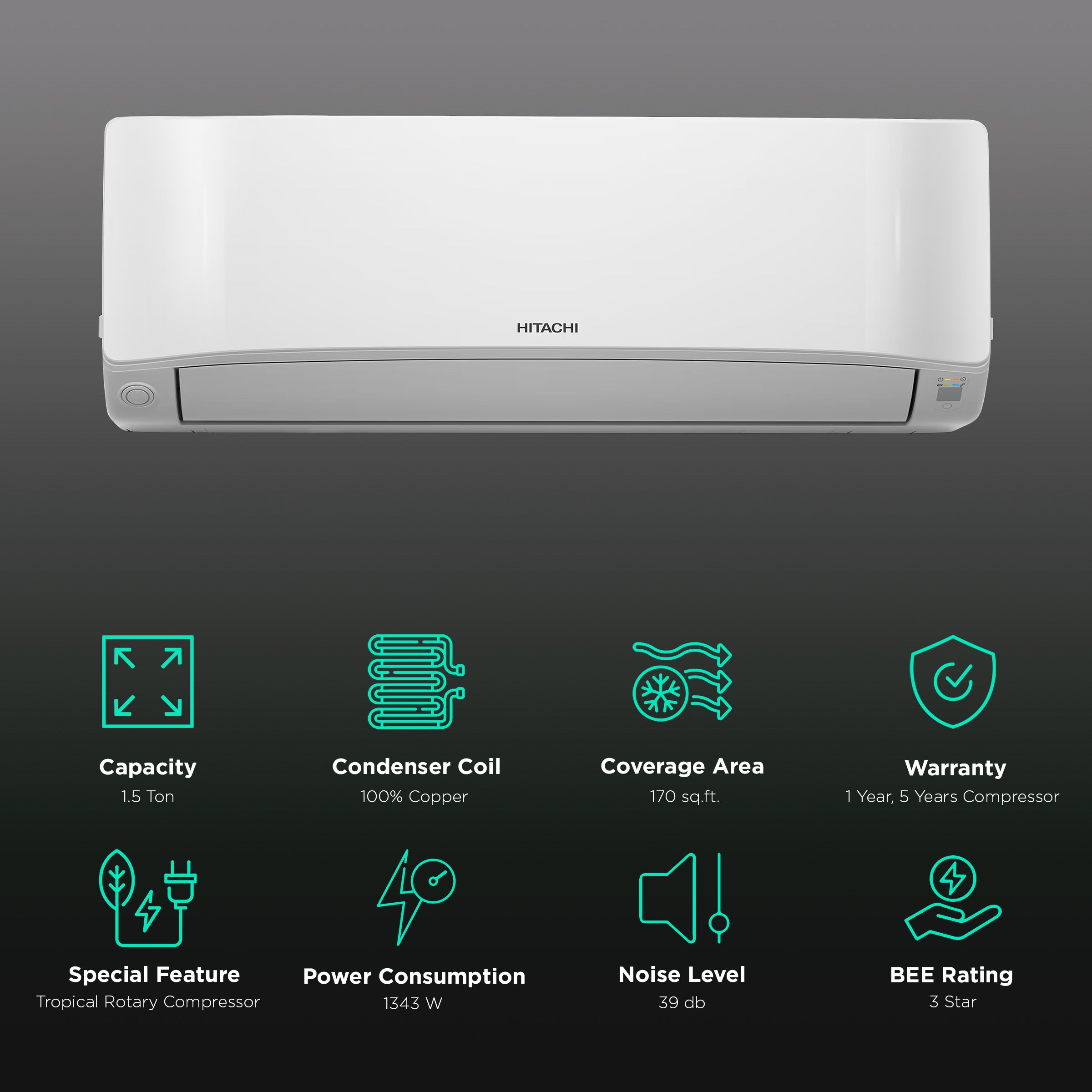 HITACHI Senpai 3200FL 1.5 Ton 3 Star Split AC (Copper Condenser, Superfine Mesh Filter, RAS.B318PCAIBA) HITACHI Senpai 3200FL 1.5 Ton 3 Star Split AC (Copper Condenser, Superfine Mesh Filter, RAS.B318PCAIBA)_2