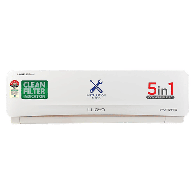 LLOYD 5 In 1 Convertible 2 Ton 5 Star Inverter Split AC with Strong Dehumidifier (Copper Condenser, GLS24I5FWGEV)