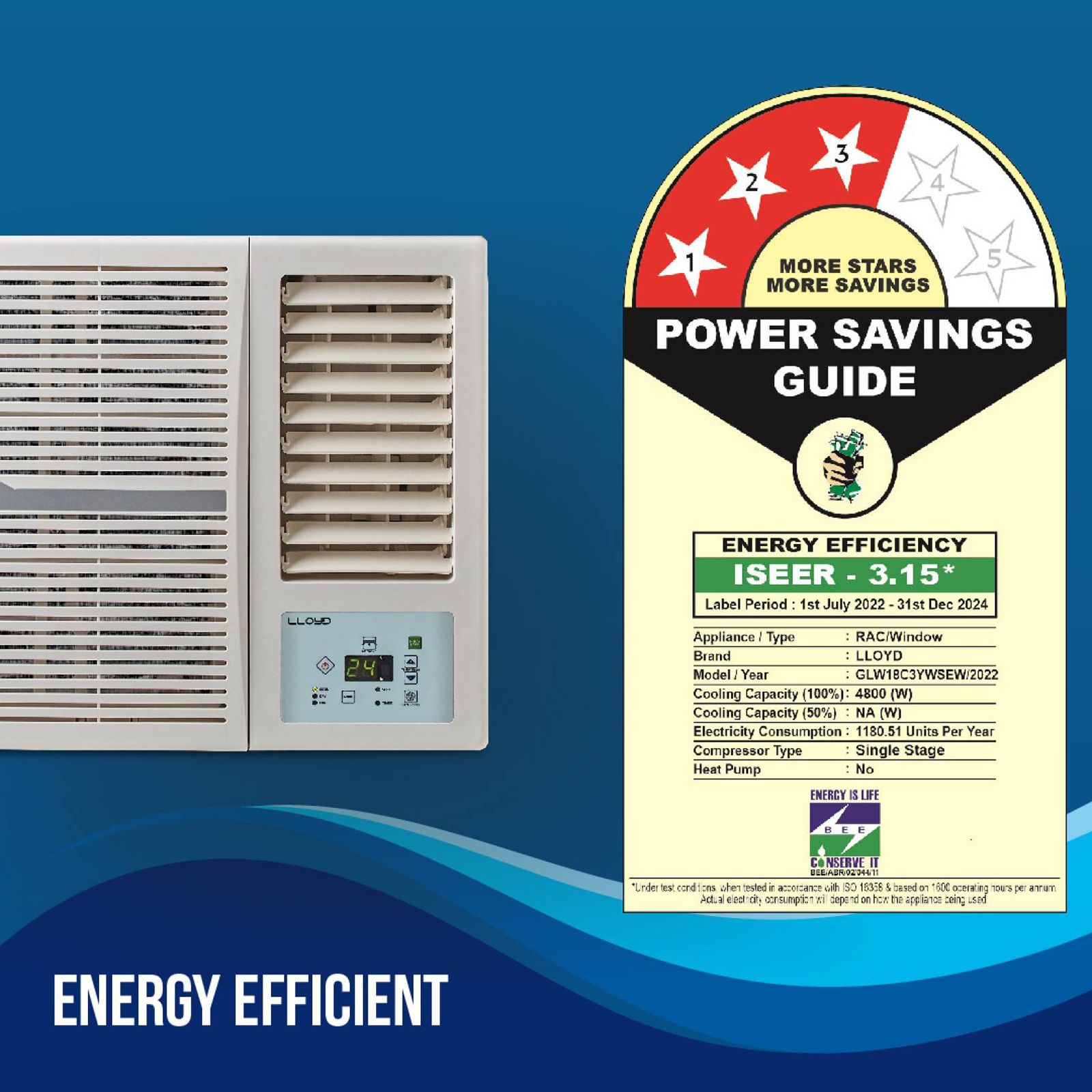 LLOYD 1.5 Ton 3 Star Fixed Speed Window AC (Copper Condenser, Clean Air Filter, GLW18C3YWSEW) LLOYD 1.5 Ton 3 Star Fixed Speed Window AC (Copper Condenser, Clean Air Filter, GLW18C3YWSEW)_6