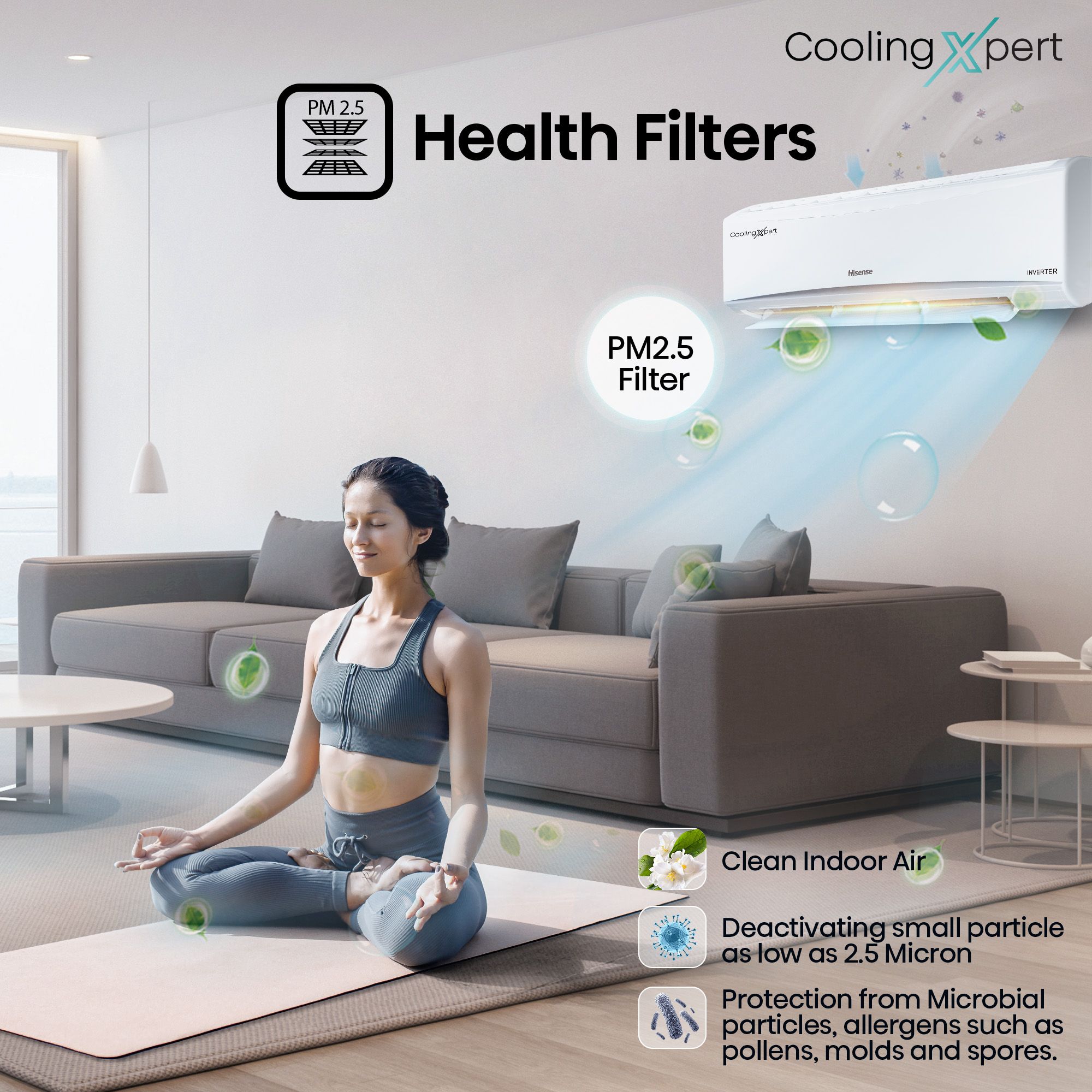 Hisense Cooling Expert 5 in 1 Convertible 1.5 Ton 3 Star Inverter Split AC with Auto Cleanser (Copper Condenser, ATC503HIB) Hisense Cooling Expert 5 in 1 Convertible 1.5 Ton 3 Star Inverter Split AC with Auto Cleanser (Copper Condenser, ATC503HIB)_12