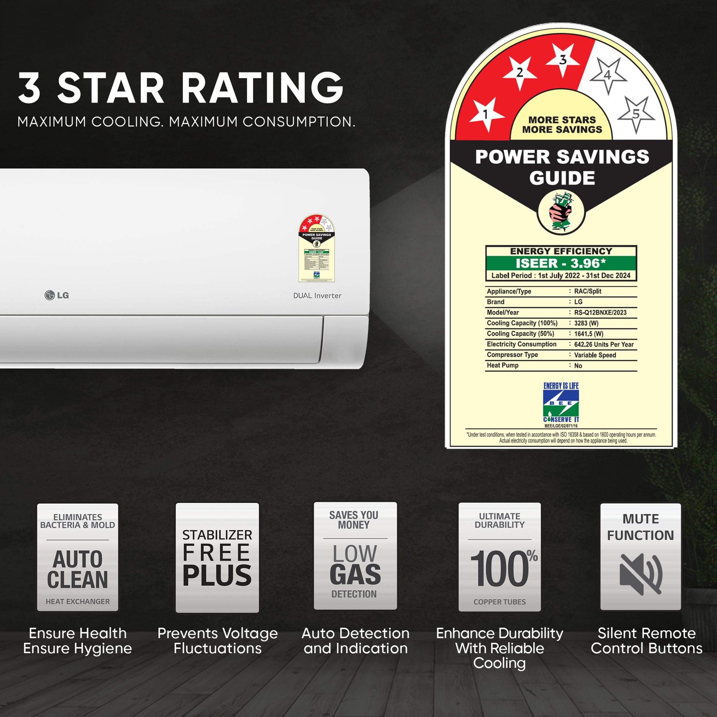 LG 6 in 1 Convertible 1 Ton 3 Star AI Dual Inverter Split AC with Auto Clean (Copper Condenser, RS-Q12BNXE) LG 6 in 1 Convertible 1 Ton 3 Star AI Dual Inverter Split AC with Auto Clean (Copper Condenser, RS-Q12BNXE)_12