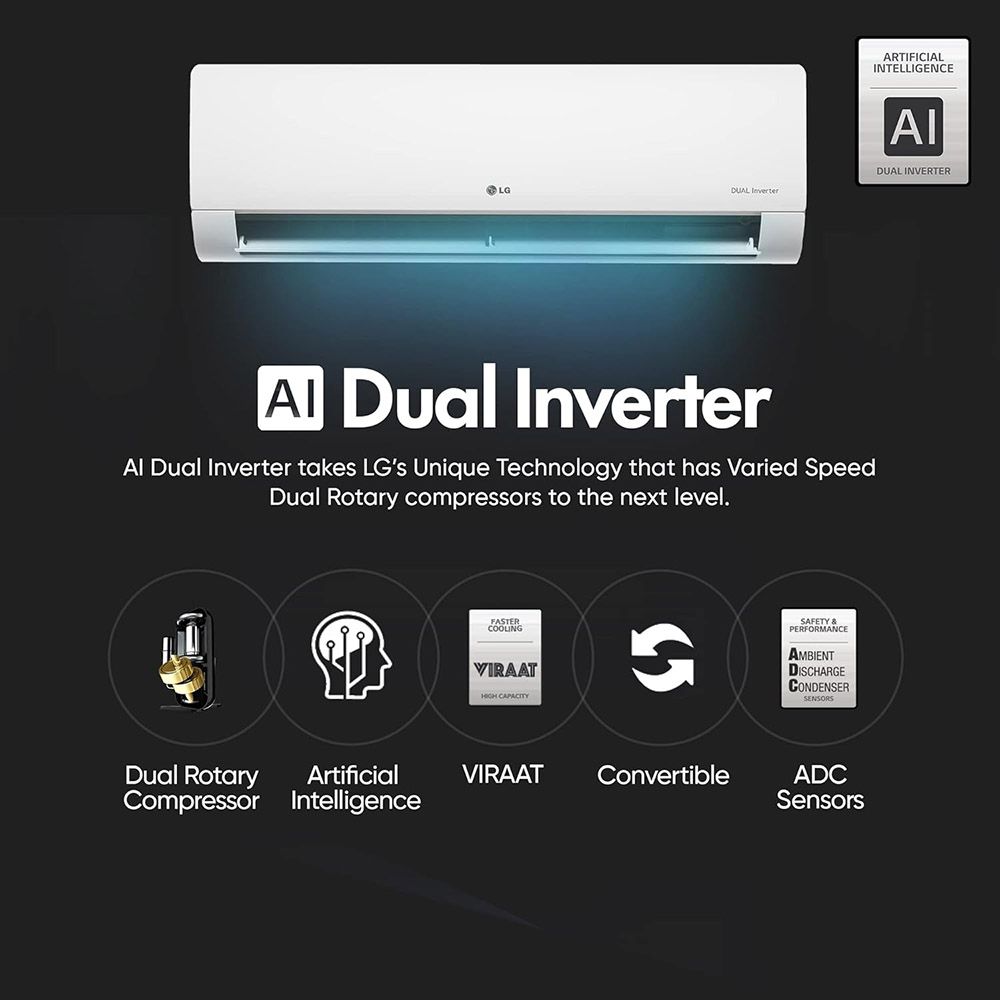 LG 6 in 1 Convertible 1.5 Ton 5 Star AI Dual Inverter Split AC with 4-Way Swing (Copper Condenser, RS-Q19ANZE) LG 6 in 1 Convertible 1.5 Ton 5 Star AI Dual Inverter Split AC with 4-Way Swing (Copper Condenser, RS-Q19ANZE)_12