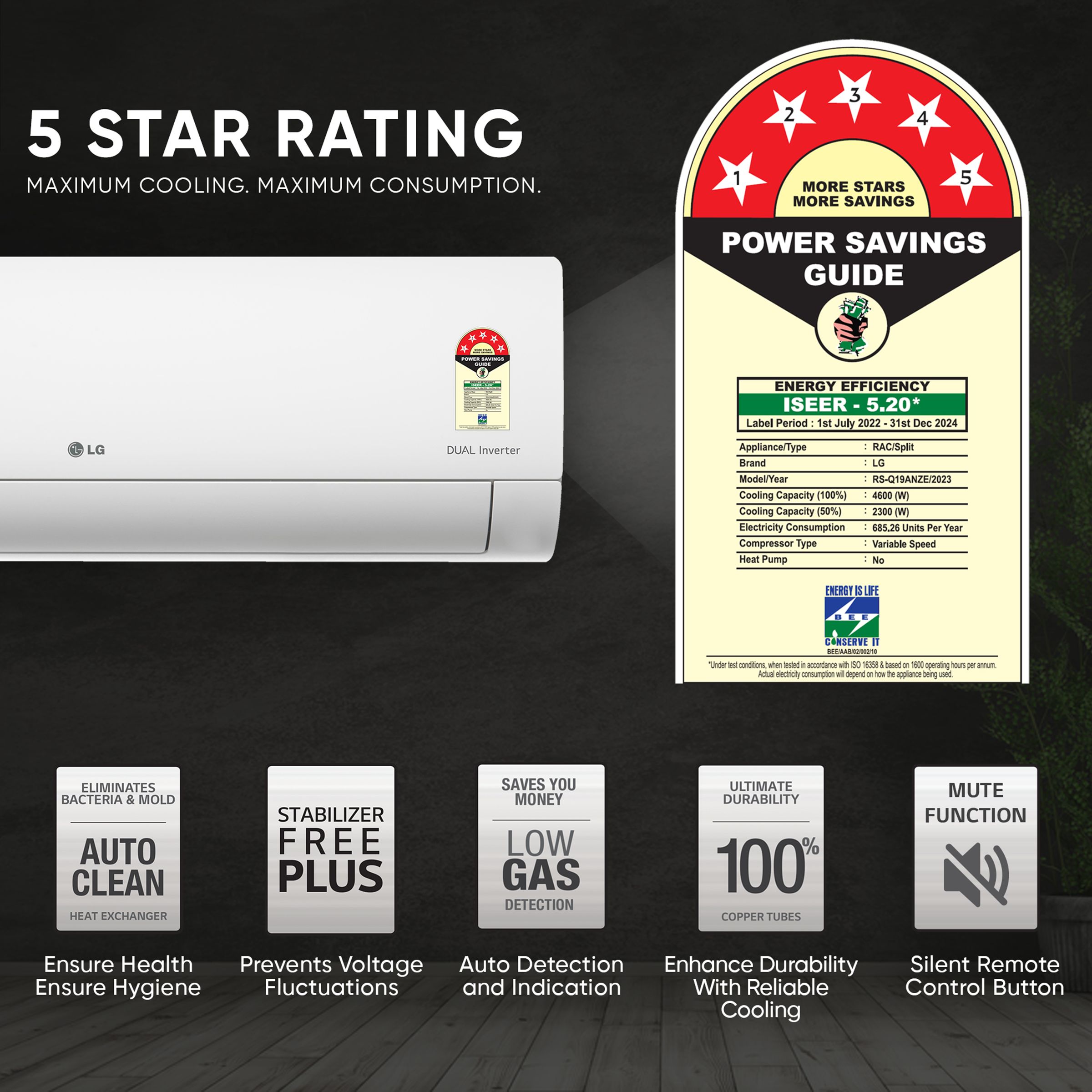 LG 6 in 1 Convertible 1.5 Ton 5 Star AI Dual Inverter Split AC with 4-Way Swing (Copper Condenser, RS-Q19ANZE) LG 6 in 1 Convertible 1.5 Ton 5 Star AI Dual Inverter Split AC with 4-Way Swing (Copper Condenser, RS-Q19ANZE)_10