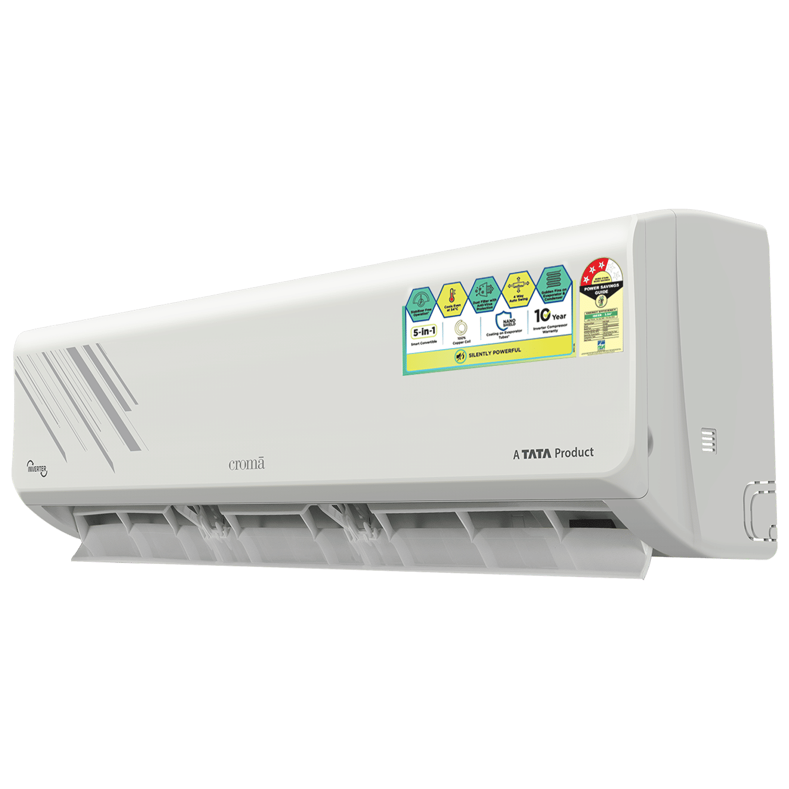 Croma 5 in 1 Convertible 2 Ton 3 Star Inverter Split AC with Dust Filter (Copper Condenser, CRLA024IND255354) Croma 5 in 1 Convertible 2 Ton 3 Star Inverter Split AC with Dust Filter (Copper Condenser, CRLA024IND255354)_8