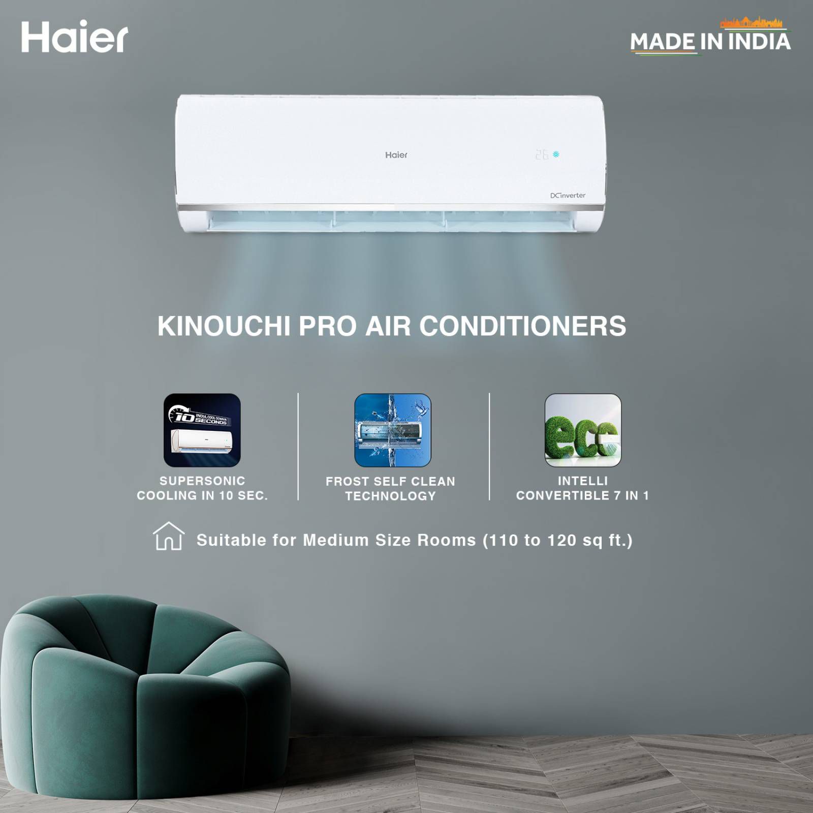 Haier Kinouchi 7 in 1 Convertible 1.5 Ton 3 Star Inverter Split Smart AC with Micro Anti Bacterial Filter (Copper Condenser, HSU18K-PYS3BE1) Haier Kinouchi 7 in 1 Convertible 1.5 Ton 3 Star Inverter Split Smart AC with Micro Anti Bacterial Filter (Copper Condenser, HSU18K-PYS3BE1)_15