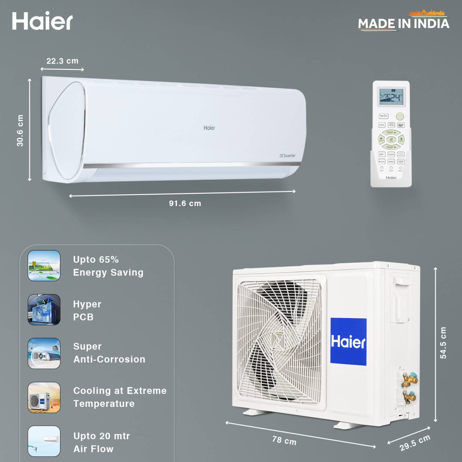 Haier Kinouchi 7 in 1 Convertible 1.5 Ton 3 Star Inverter Split Smart AC with Micro Anti Bacterial Filter (Copper Condenser, HSU18K-PYS3BE1) Haier Kinouchi 7 in 1 Convertible 1.5 Ton 3 Star Inverter Split Smart AC with Micro Anti Bacterial Filter (Copper Condenser, HSU18K-PYS3BE1)_17
