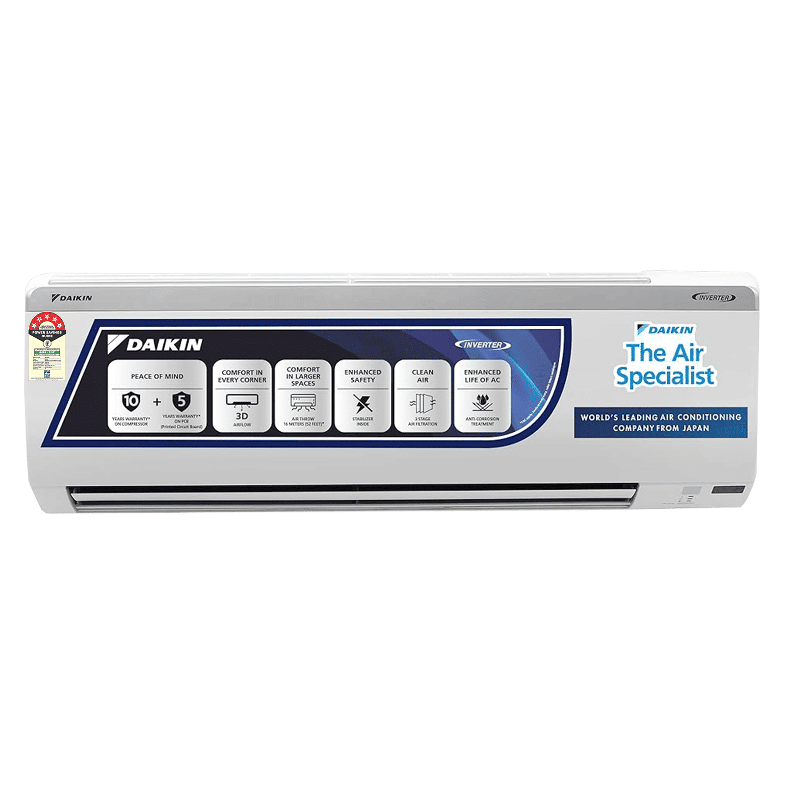 DAIKIN Standard 1.8 Ton 5 Star Inverter Split AC (Copper Condenser, PM 2.5 Filter, MTKM60U) DAIKIN Standard 1.8 Ton 5 Star Inverter Split AC (Copper Condenser, PM 2.5 Filter, MTKM60U)_1