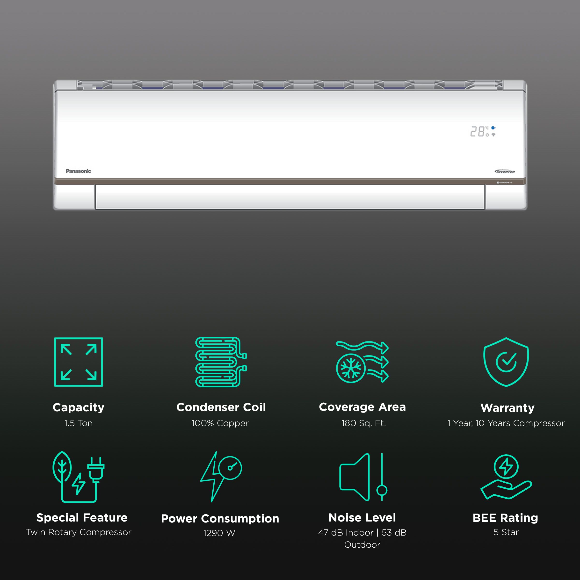 Panasonic 7 in 1 Convertible 1.5 Ton 5 Star Inverter Split Smart AC with Amazon Alexa and Google Assistant Support (Copper Condenser, CS/CU-XU18ZKYF) Panasonic 7 in 1 Convertible 1.5 Ton 5 Star Inverter Split Smart AC with Amazon Alexa and Google Assistant Support (Copper Condenser, CS/CU-XU18ZKYF)_2