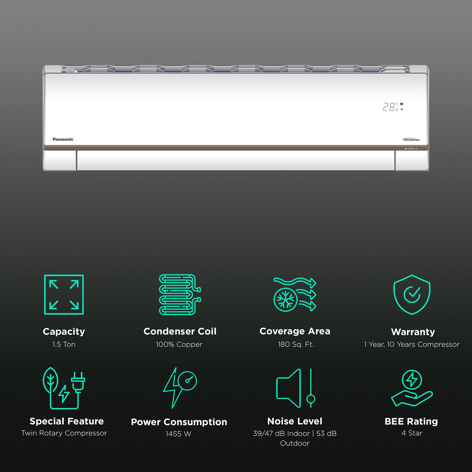 Panasonic 7 in 1 Convertible 1.5 Ton 4 Star Inverter Split Smart AC with Amazon Alexa and Google Assistant Support (Copper Condenser, CS/CU-WU18ZKYXF) Panasonic 7 in 1 Convertible 1.5 Ton 4 Star Inverter Split Smart AC with Amazon Alexa and Google Assistant Support (Copper Condenser, CS/CU-WU18ZKYXF)_2