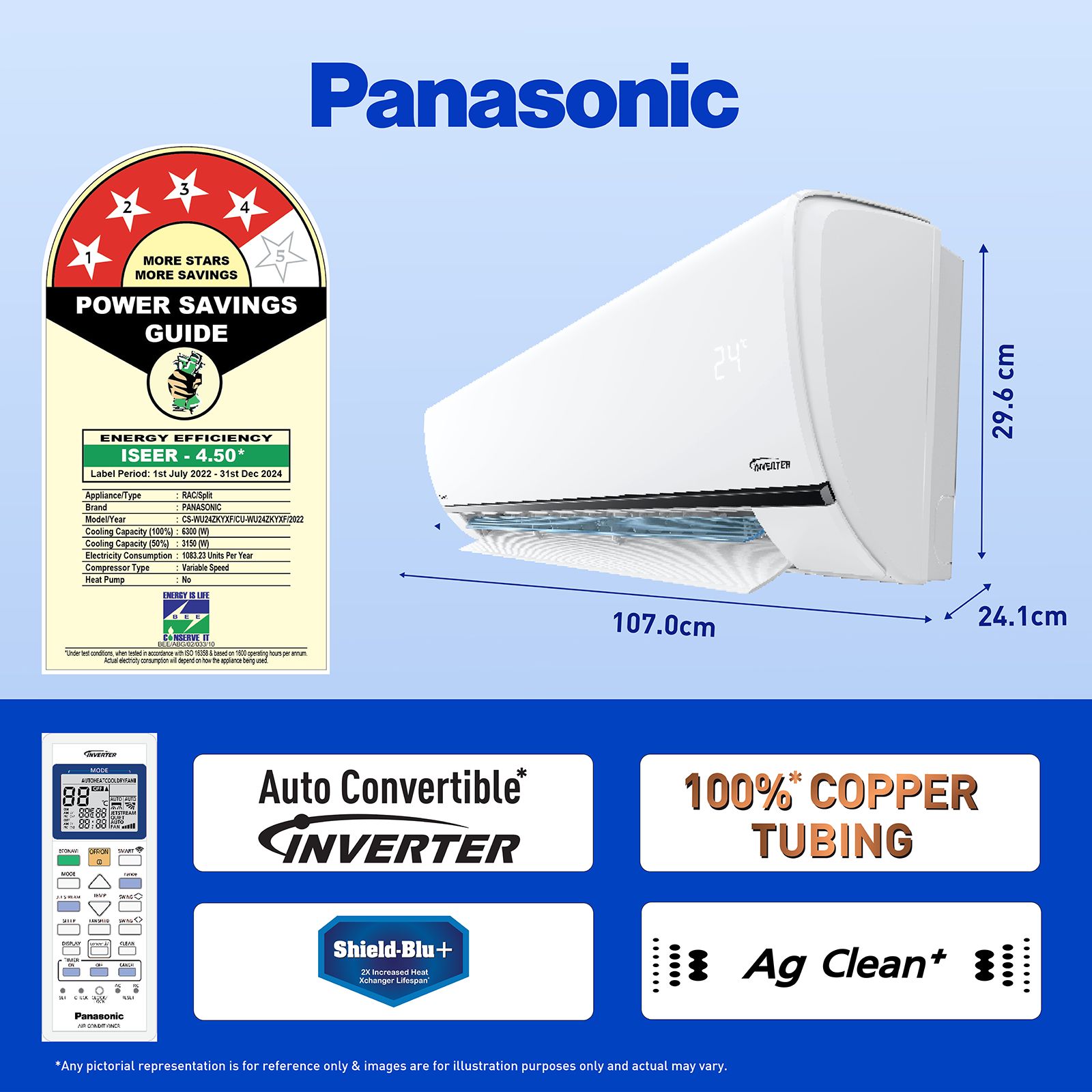 Panasonic 7 in 1 Convertible 2 Ton 4 Star Inverter Split Smart AC with Amazon Alexa and Google Assistant Support (Copper Condenser, CS/CU-WU24ZKYXF)_8
