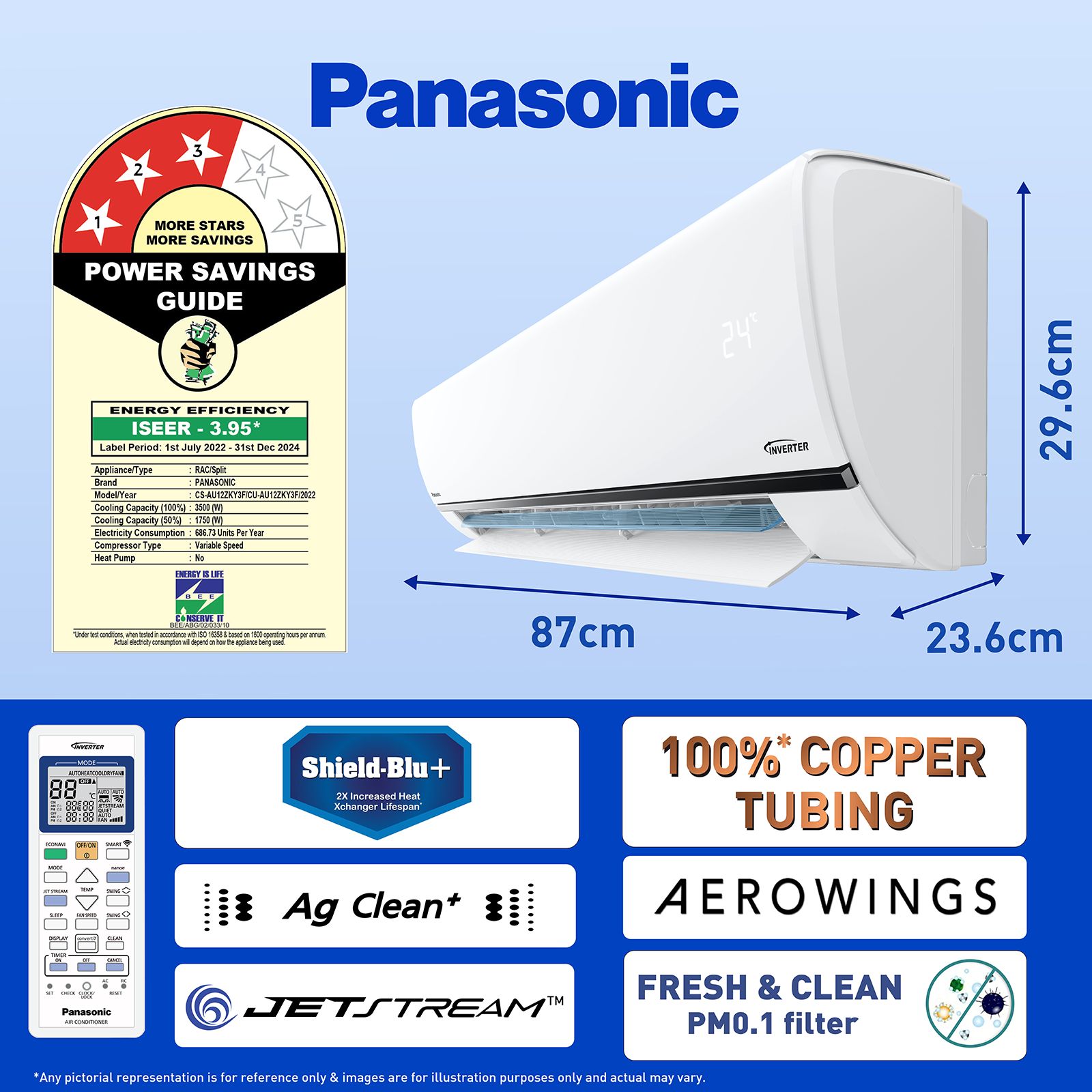 Panasonic 7 in 1 Convertible 1 Ton 3 Star Inverter Split Smart AC with Amazon Alexa and Google Assistant Support (Copper Condenser, CS/CU-AU12ZKY3F) Panasonic 7 in 1 Convertible 1 Ton 3 Star Inverter Split Smart AC with Amazon Alexa and Google Assistant Support (Copper Condenser, CS/CU-AU12ZKY3F)_7