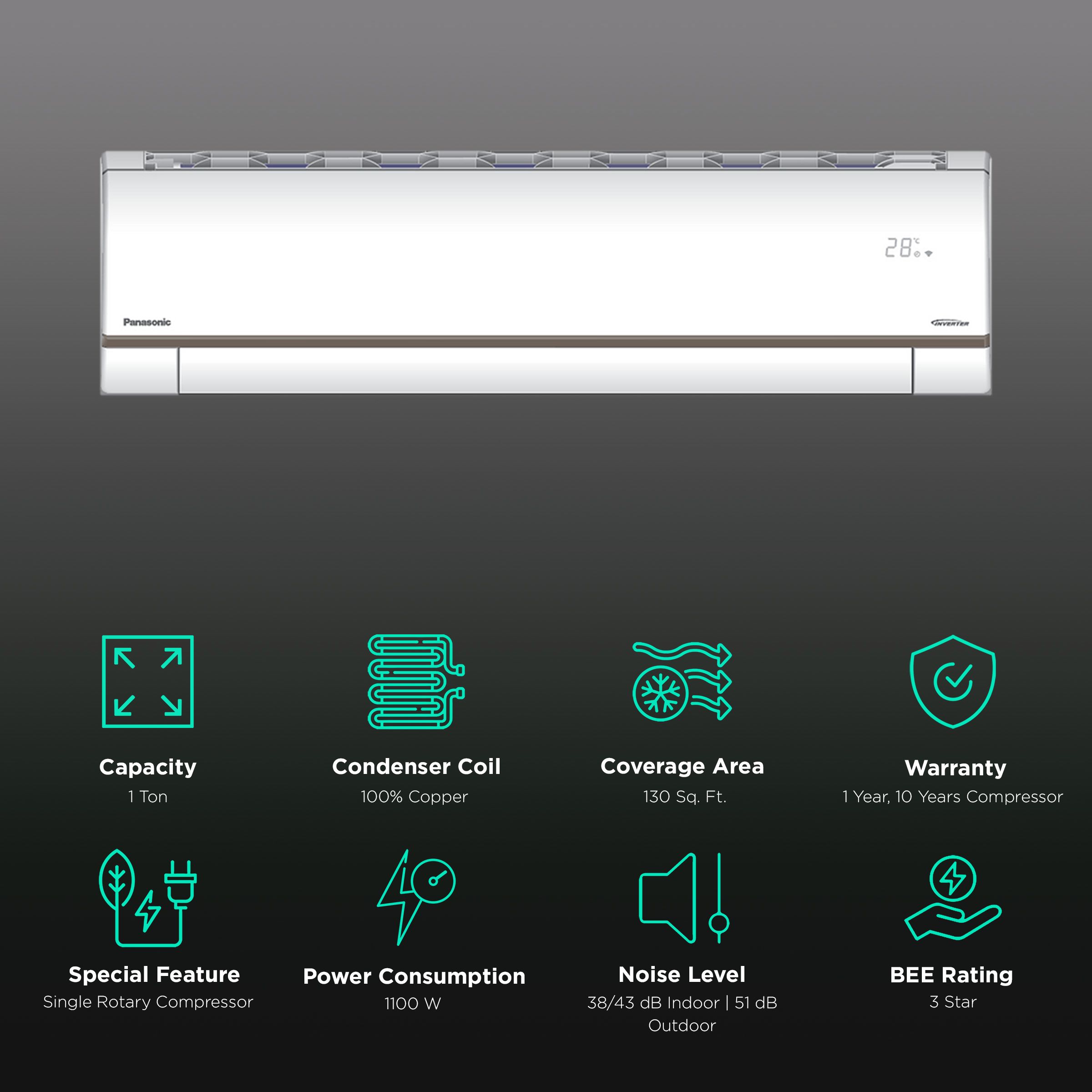 Panasonic 7 in 1 Convertible 1 Ton 3 Star Inverter Split Smart AC with Amazon Alexa and Google Assistant Support (Copper Condenser, CS/CU-AU12ZKY3F) Panasonic 7 in 1 Convertible 1 Ton 3 Star Inverter Split Smart AC with Amazon Alexa and Google Assistant Support (Copper Condenser, CS/CU-AU12ZKY3F)_2
