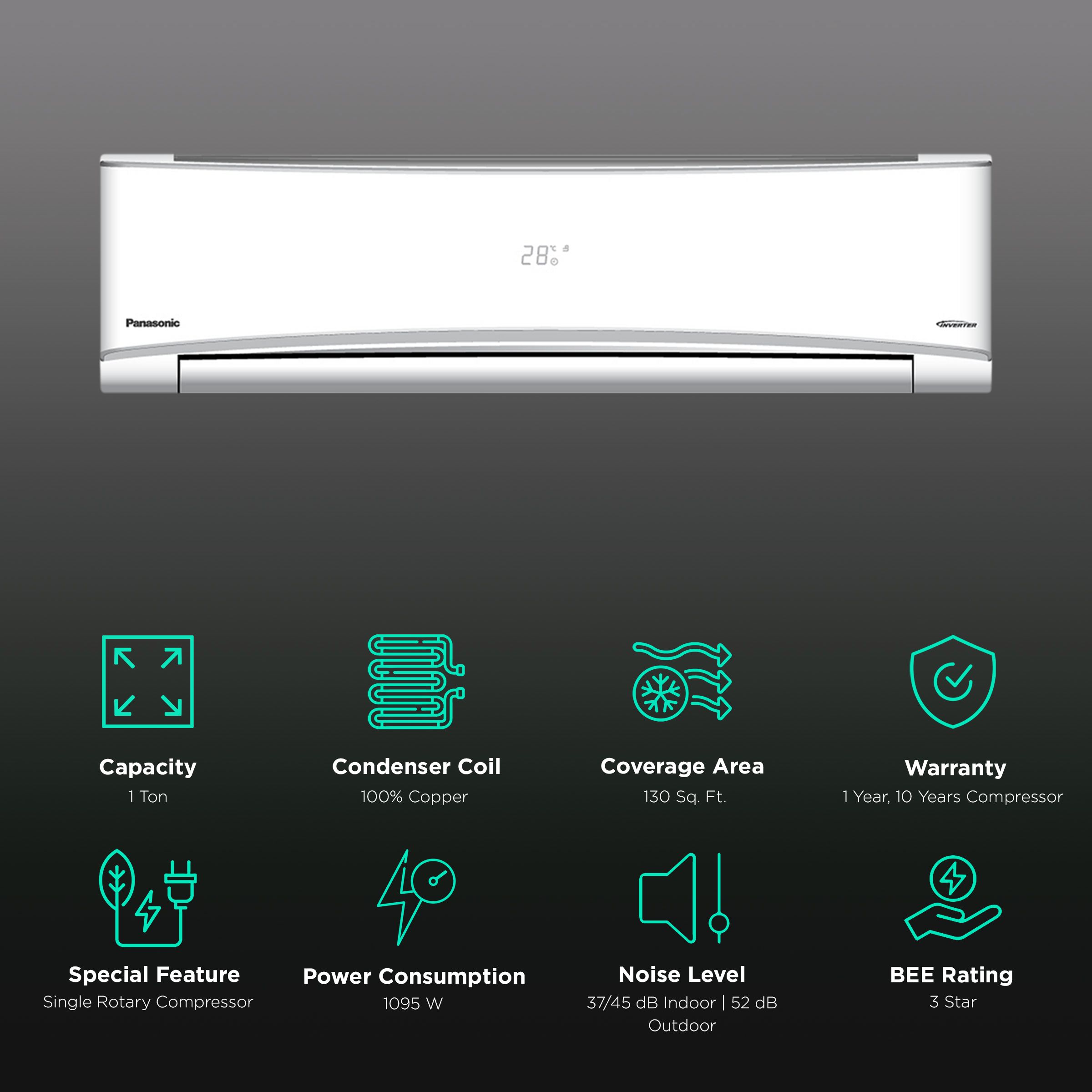 Panasonic 7 in 1 Convertible 1 Ton 3 Star Inverter Split AC (Copper Condenser, Ag Clean Plus Filter, CS/CU-KU12ZKYF1) Panasonic 7 in 1 Convertible 1 Ton 3 Star Inverter Split AC (Copper Condenser, Ag Clean Plus Filter, CS/CU-KU12ZKYF1)_2