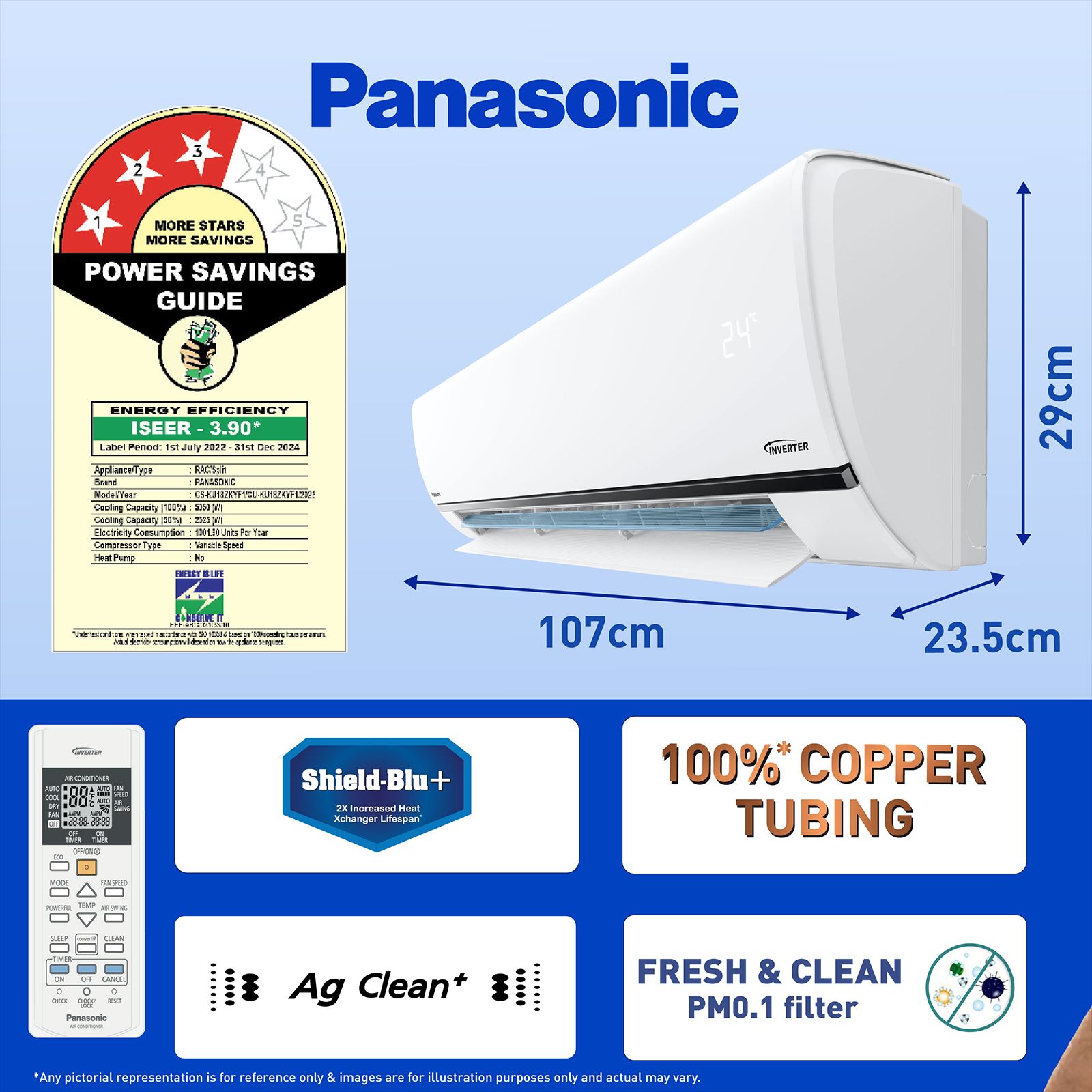 Panasonic 7 in 1 Convertible 1.5 Ton 3 Star Inverter Split AC (Copper Condenser, Ag Clean Plus Filter, CS/CU-KU18ZKYF1) Panasonic 7 in 1 Convertible 1.5 Ton 3 Star Inverter Split AC (Copper Condenser, Ag Clean Plus Filter, CS/CU-KU18ZKYF1)_8