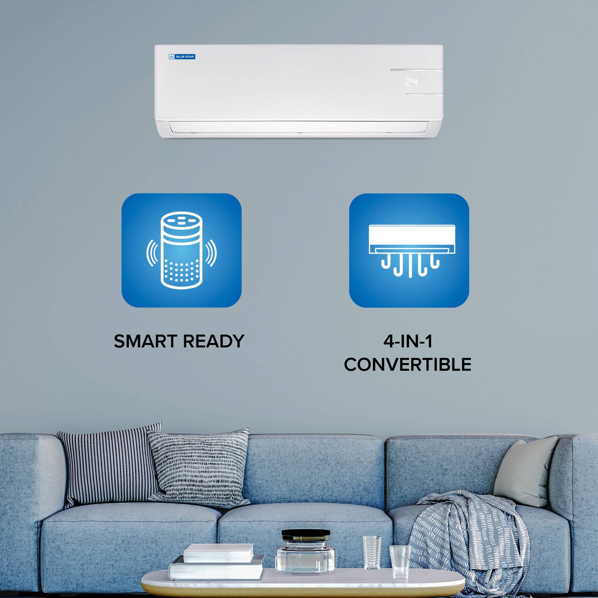 Blue Star 4 in 1 Convertible 1 Ton 4 Star Inverter Split AC with Self Diagnosis (Copper Condenser, IA412YNU) Blue Star 4 in 1 Convertible 1 Ton 4 Star Inverter Split AC with Self Diagnosis (Copper Condenser, IA412YNU)_12