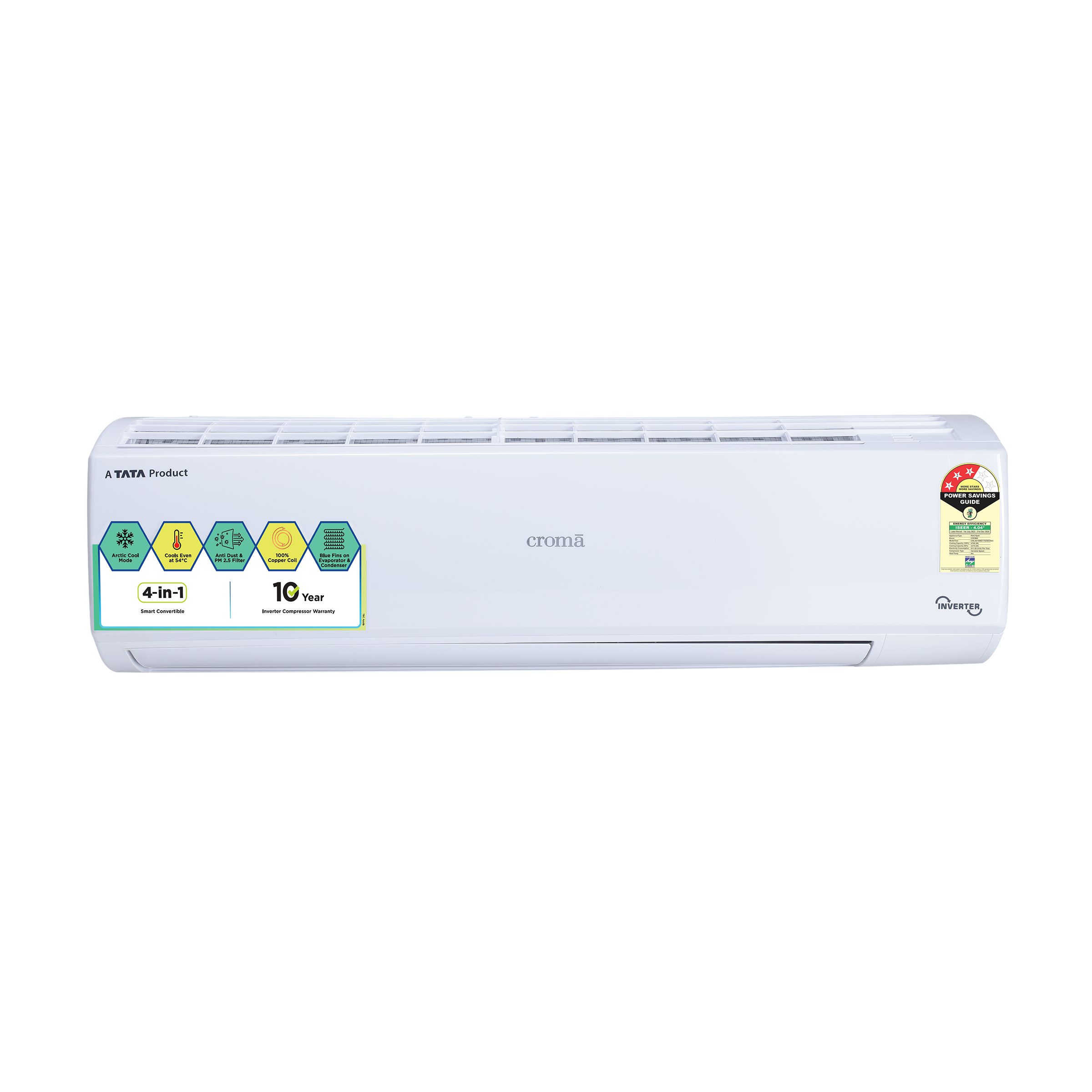 Croma 4 in 1 Convertible 1.5 Ton 3 Star Inverter Split AC with Active Carbon Filter (Copper Condenser, CRLA018IND170258) Croma 4 in 1 Convertible 1.5 Ton 3 Star Inverter Split AC with Active Carbon Filter (Copper Condenser, CRLA018IND170258)_1