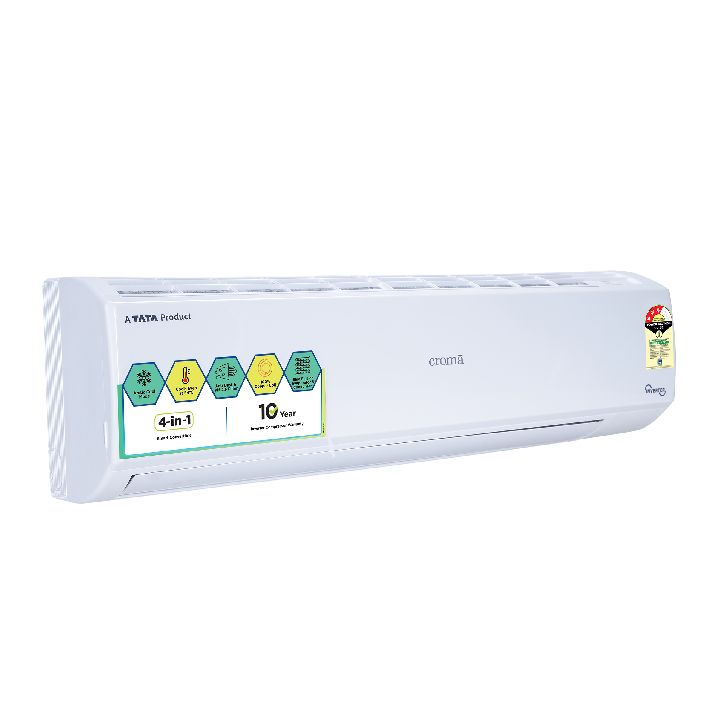 Croma 4 in 1 Convertible 1.5 Ton 3 Star Inverter Split AC with Active Carbon Filter (Copper Condenser, CRLA018IND170258) Croma 4 in 1 Convertible 1.5 Ton 3 Star Inverter Split AC with Active Carbon Filter (Copper Condenser, CRLA018IND170258)_14