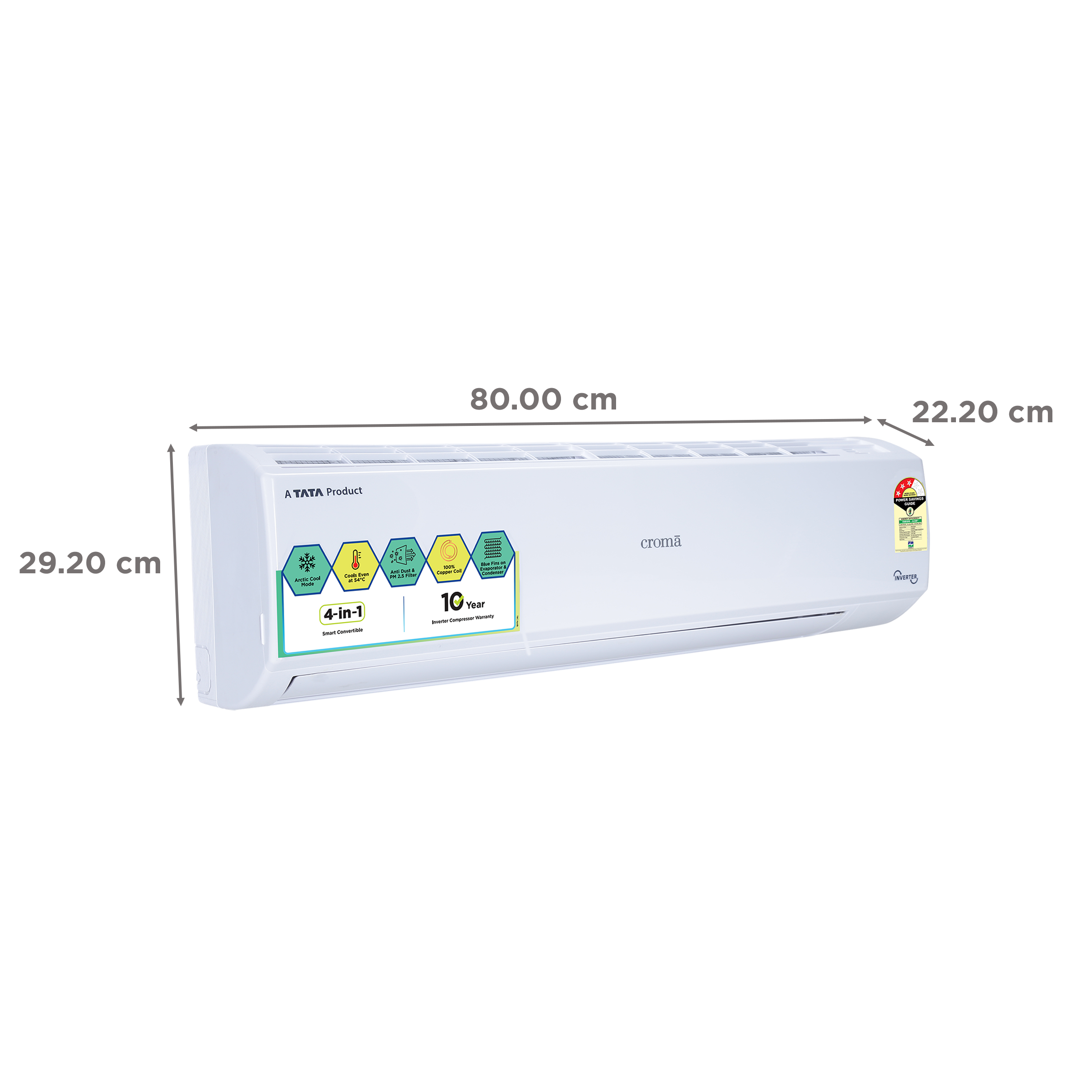 Croma 4 in 1 Convertible 1.5 Ton 3 Star Inverter Split AC with Active Carbon Filter (Copper Condenser, CRLA018IND170258) Croma 4 in 1 Convertible 1.5 Ton 3 Star Inverter Split AC with Active Carbon Filter (Copper Condenser, CRLA018IND170258)_4
