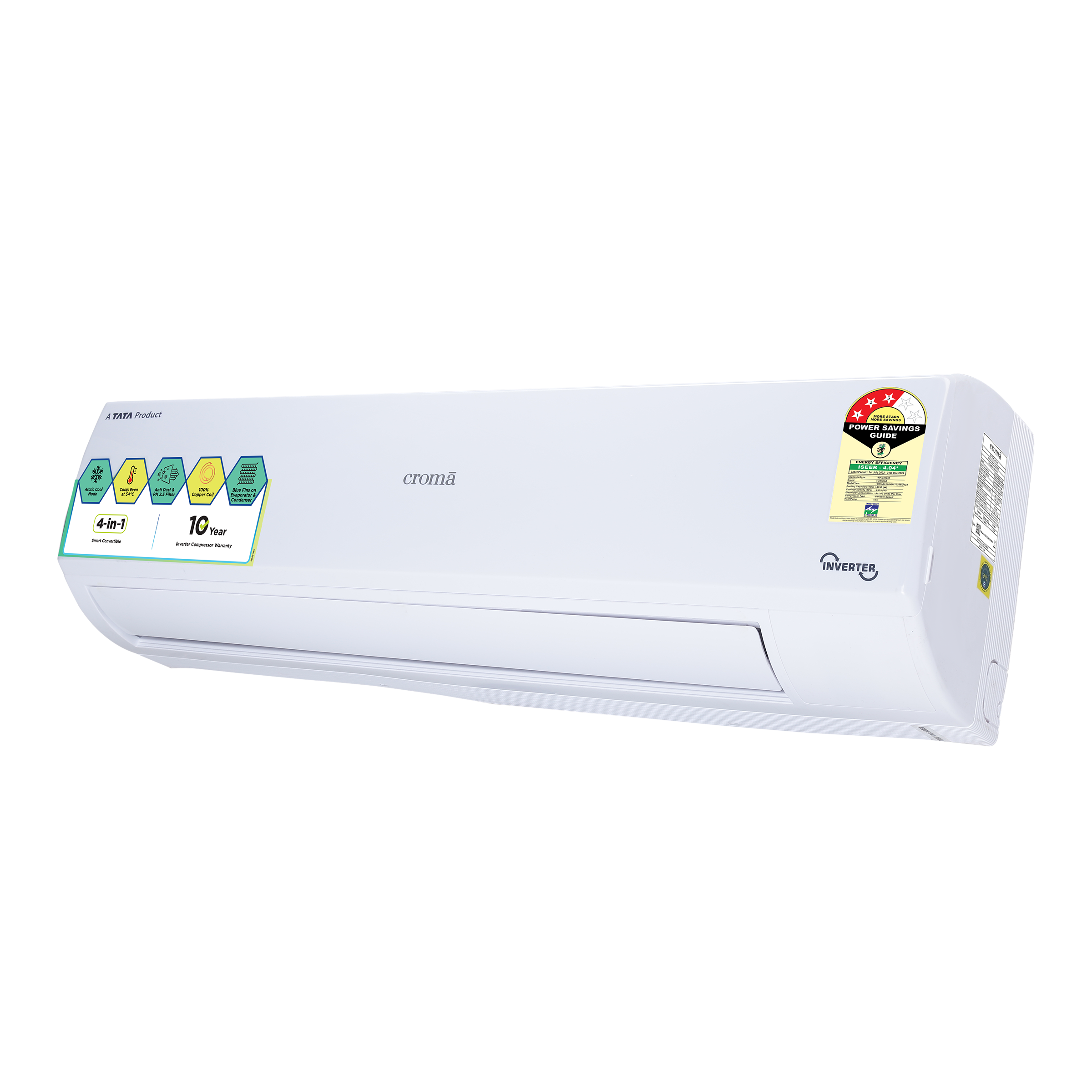 Croma 4 in 1 Convertible 1.5 Ton 3 Star Inverter Split AC with Active Carbon Filter (Copper Condenser, CRLA018IND170258) Croma 4 in 1 Convertible 1.5 Ton 3 Star Inverter Split AC with Active Carbon Filter (Copper Condenser, CRLA018IND170258)_6
