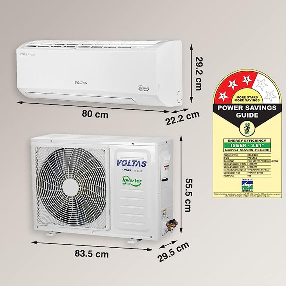 VOLTAS Vectra 4 in 1 Convertible 1.5 Ton 3 Star Inverter Split AC with Anti Dust Filter (Copper Condenser, 183V Vectra Pride ) VOLTAS Vectra 4 in 1 Convertible 1.5 Ton 3 Star Inverter Split AC with Anti Dust Filter (Copper Condenser, 183V Vectra Pride )_9