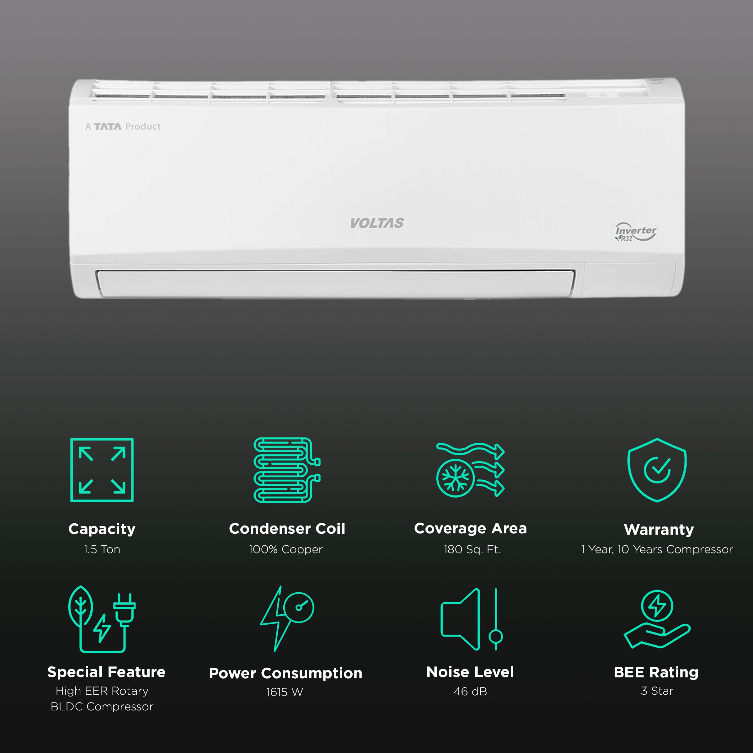 VOLTAS Vectra 4 in 1 Convertible 1.5 Ton 3 Star Inverter Split AC with Anti Dust Filter (Copper Condenser, 183V Vectra Pride ) VOLTAS Vectra 4 in 1 Convertible 1.5 Ton 3 Star Inverter Split AC with Anti Dust Filter (Copper Condenser, 183V Vectra Pride )_2