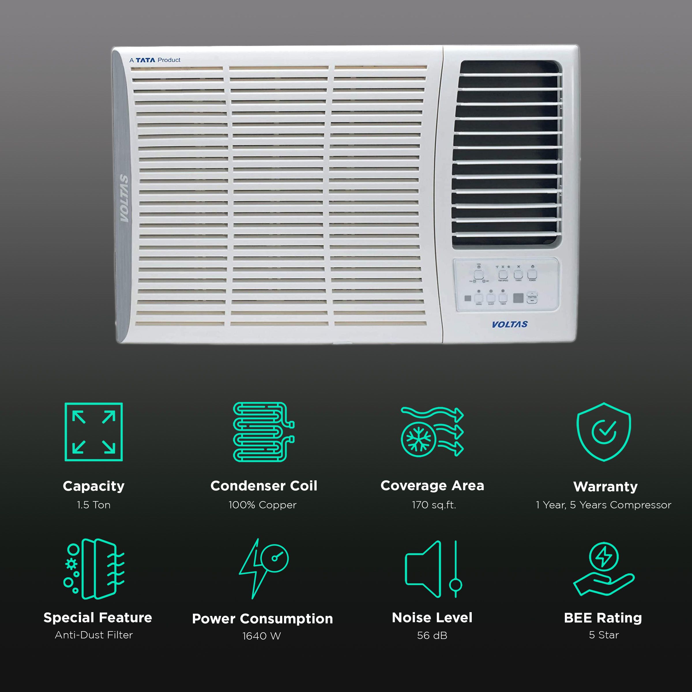 VOLTAS 185V Vertis Elite 1.5 Ton 5 Star Inverter Window AC (Copper Condenser, Anti Dust Filter)_2