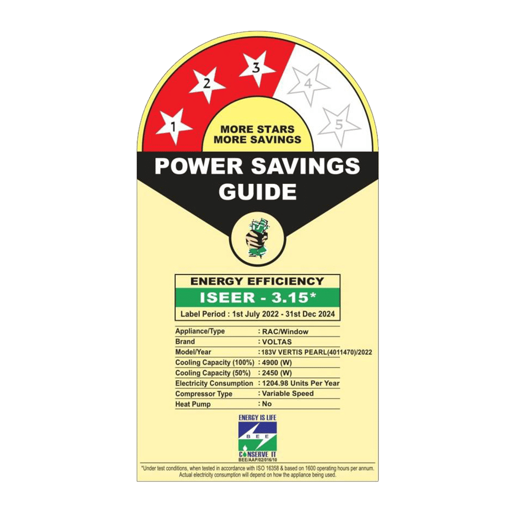 VOLTAS Vertis 2 in 1 Convertible 1.5 Ton 3 Star Inverter Window AC with Anti Dust Filter (Copper Condenser, 183V Vertis Pearl) VOLTAS Vertis 2 in 1 Convertible 1.5 Ton 3 Star Inverter Window AC with Anti Dust Filter (Copper Condenser, 183V Vertis Pearl)_3