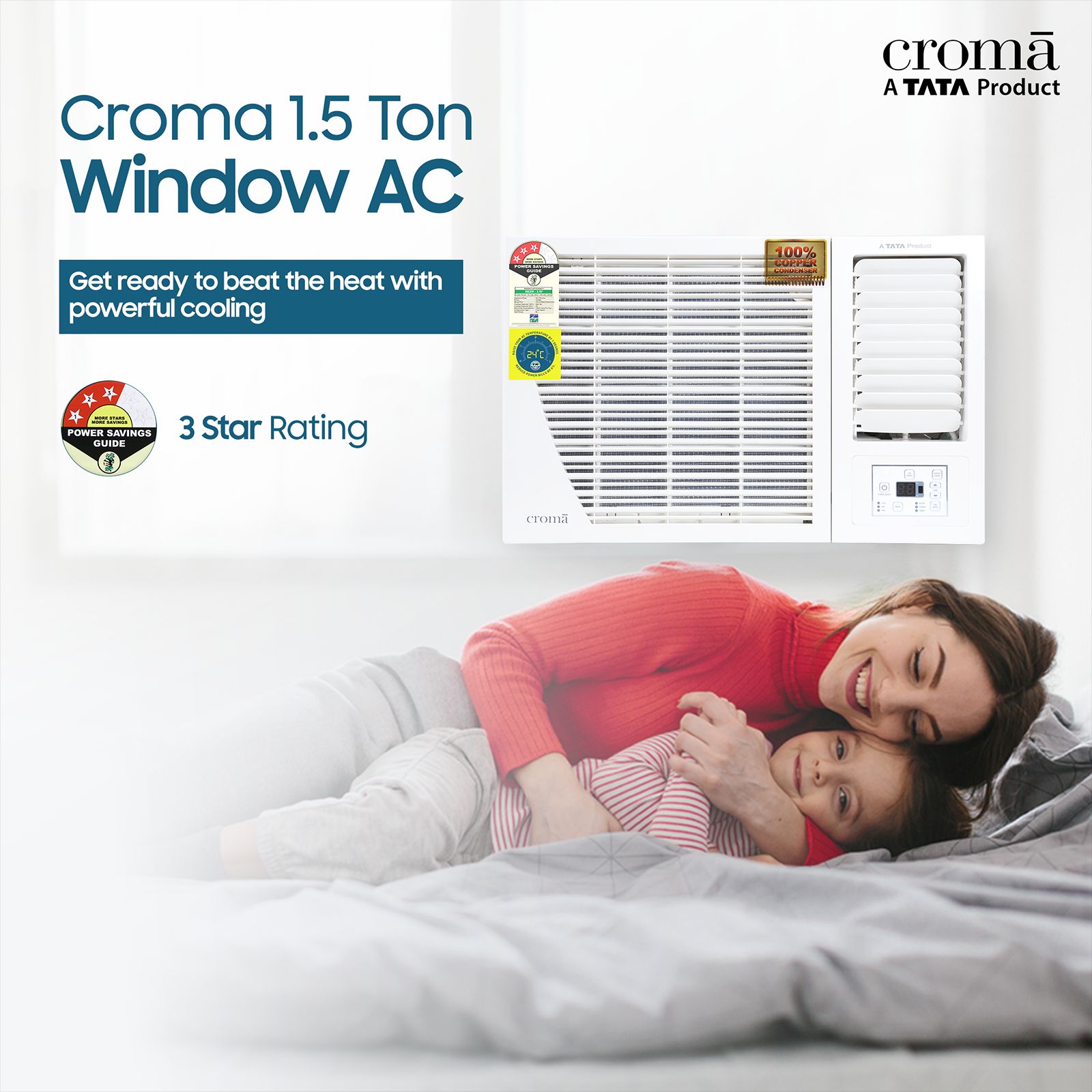 Croma 1.5 Ton 3 Star Fixed Speed Window AC (Copper Condenser, Dust Filter)_9