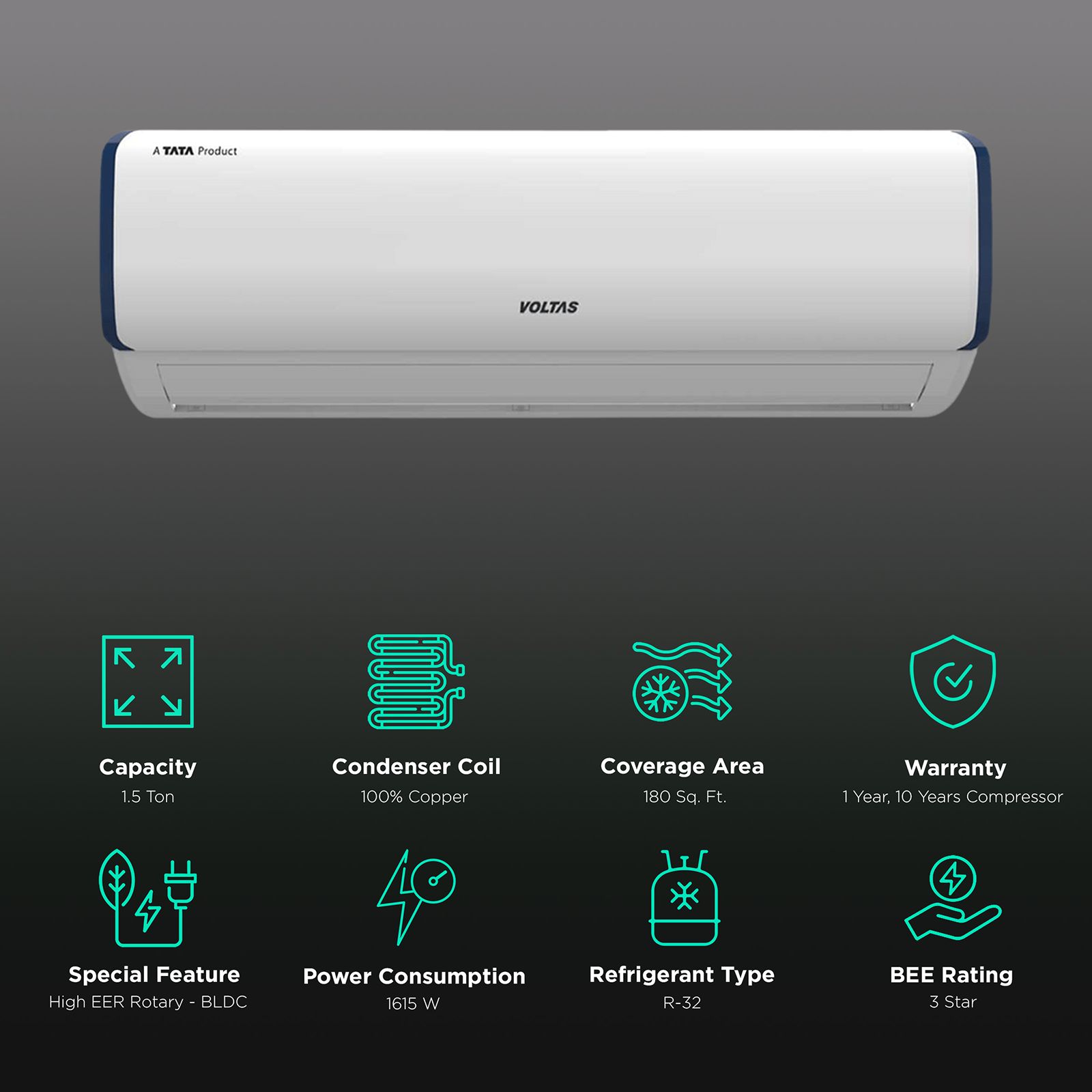 VOLTAS 183V Vectra Pearl Marvel 4 in 1 Convertible 1.5 Ton 3 Star Inverter AC with Anti-Dust Filter ( Copper Condenser, 4503569)_3
