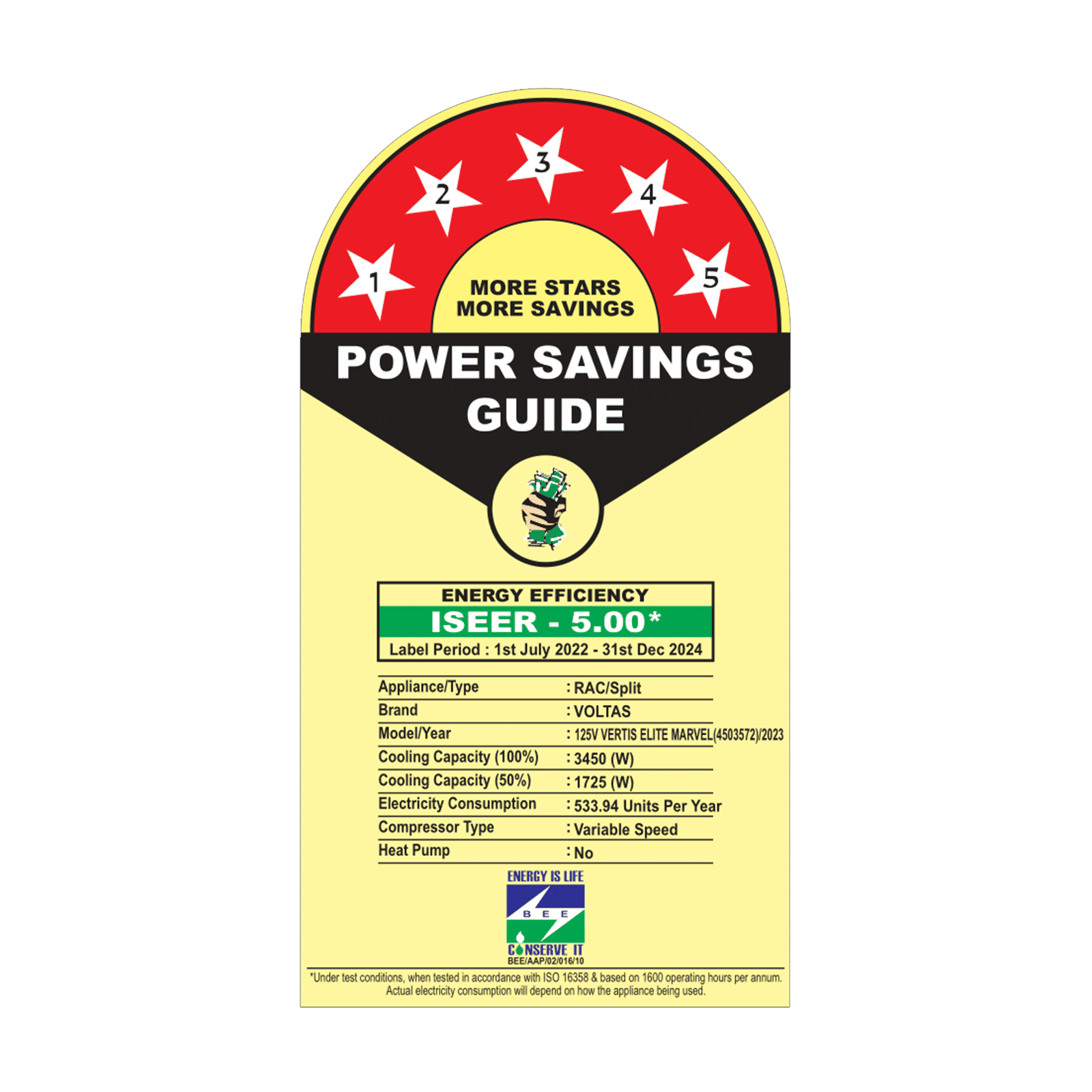 VOLTAS Vertis Elite 5 in 1 Convertible 1 Ton 5 Star Inverter Split AC with 4-Way Swing ( Copper Condenser, 125V Vertis Elite Marvel) VOLTAS Vertis Elite 5 in 1 Convertible 1 Ton 5 Star Inverter Split AC with 4-Way Swing ( Copper Condenser, 125V Vertis Elite Marvel)_3