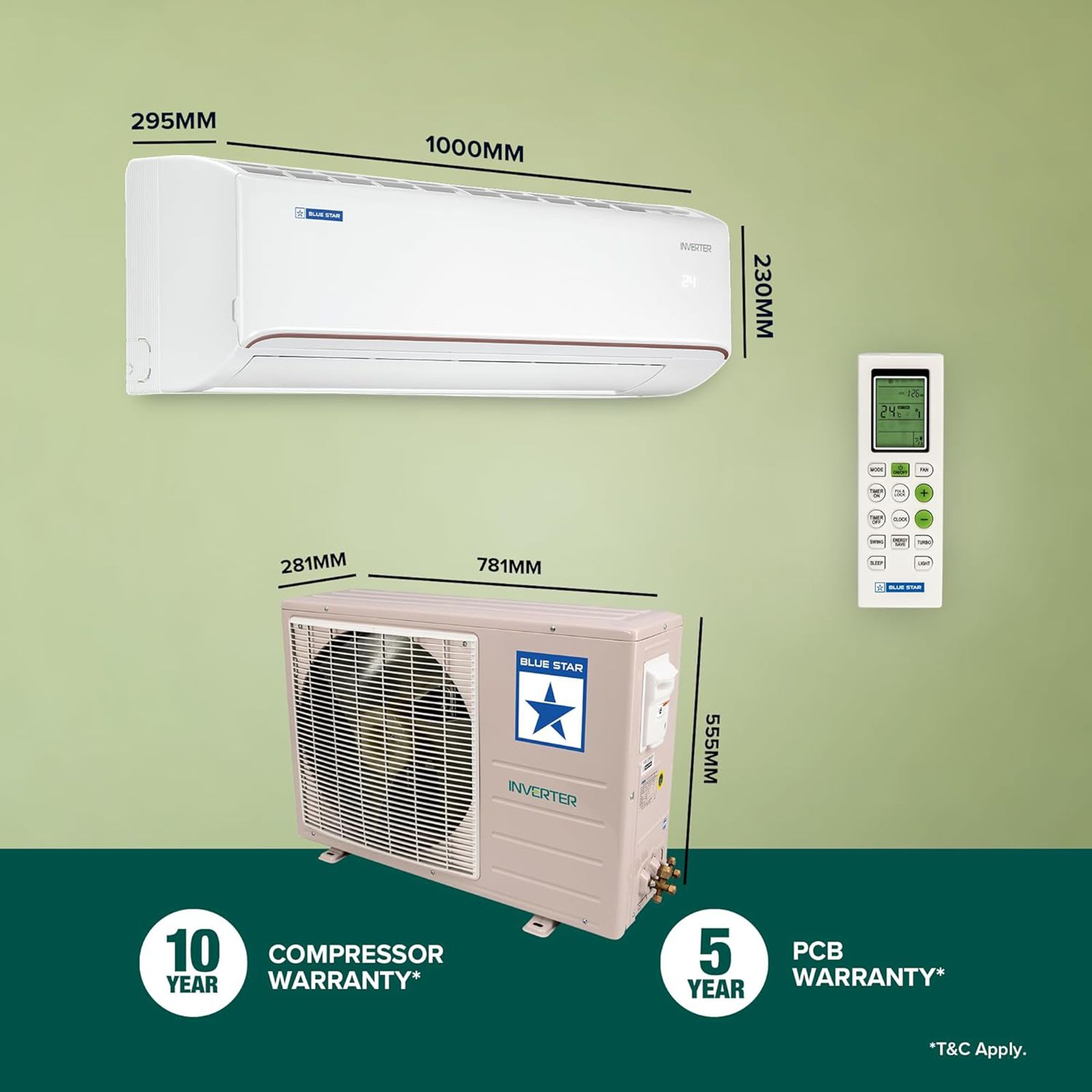 Blue Star M Series 5 in 1 Convertible 1.5 Ton 3 Star Inverter Split AC with 4-Way Swing (Copper Condenser, IC318MNU)_14