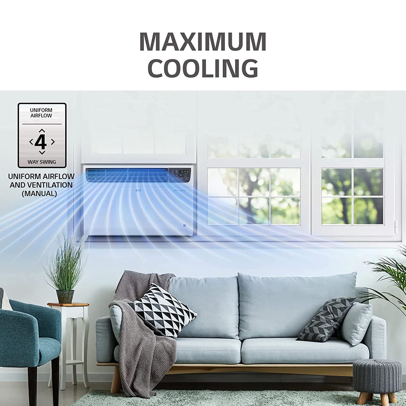 LG 4 in 1 Convertible 1 Ton 5 Star Dual Inverter Window Smart AC with Clean Filter and HD Filter (2023 Model, Copper Condenser, PW-Q12WUZA) LG 4 in 1 Convertible 1 Ton 5 Star Dual Inverter Window Smart AC with Clean Filter and HD Filter (2023 Model, Copper Condenser, PW-Q12WUZA)_10