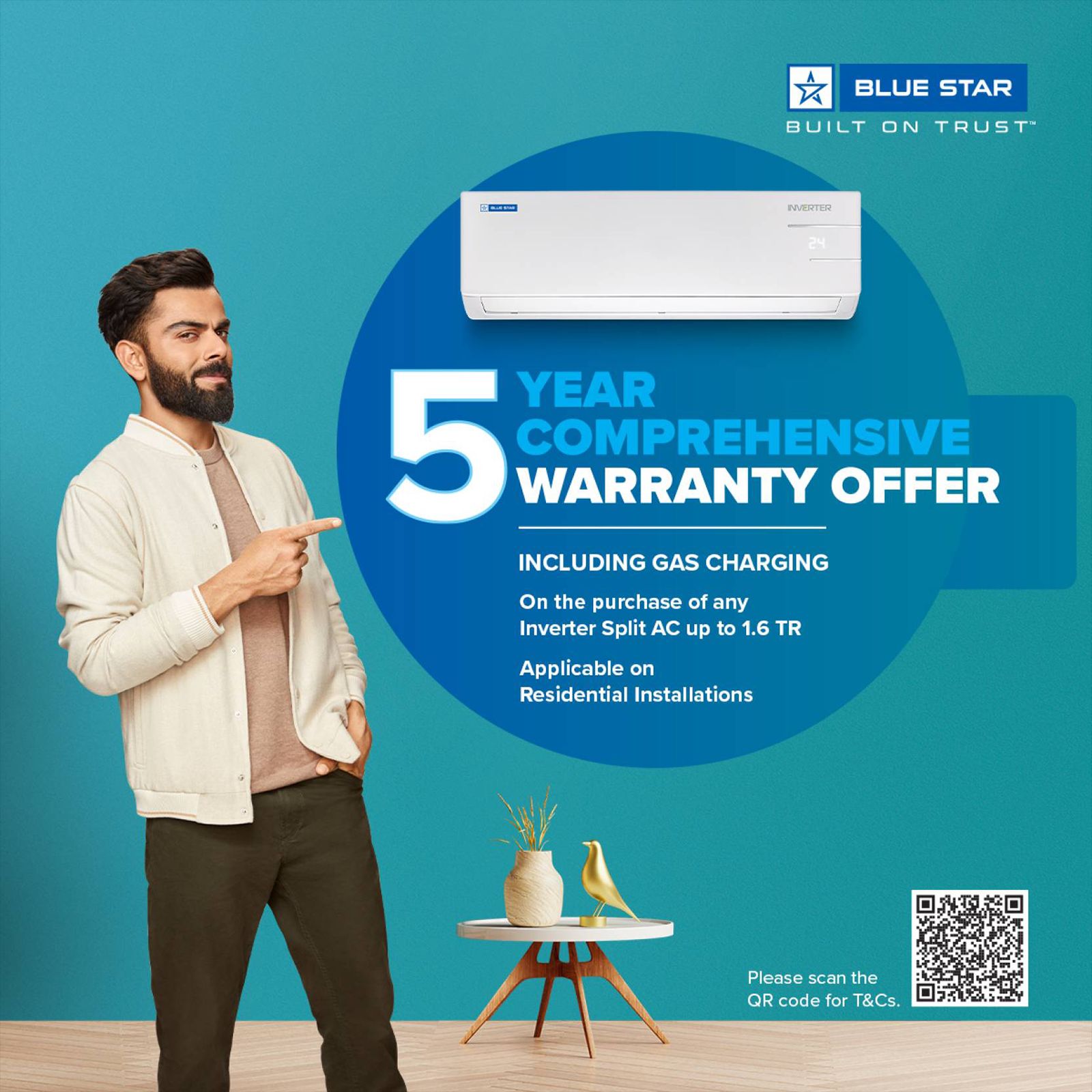 Blue Star Y Series 5 in 1 Convertible 1.5 Ton 5 Star Inverter Split AC with Turbo Cool (Copper Condenser, IC518YNU) Blue Star Y Series 5 in 1 Convertible 1.5 Ton 5 Star Inverter Split AC with Turbo Cool (Copper Condenser, IC518YNU)_15