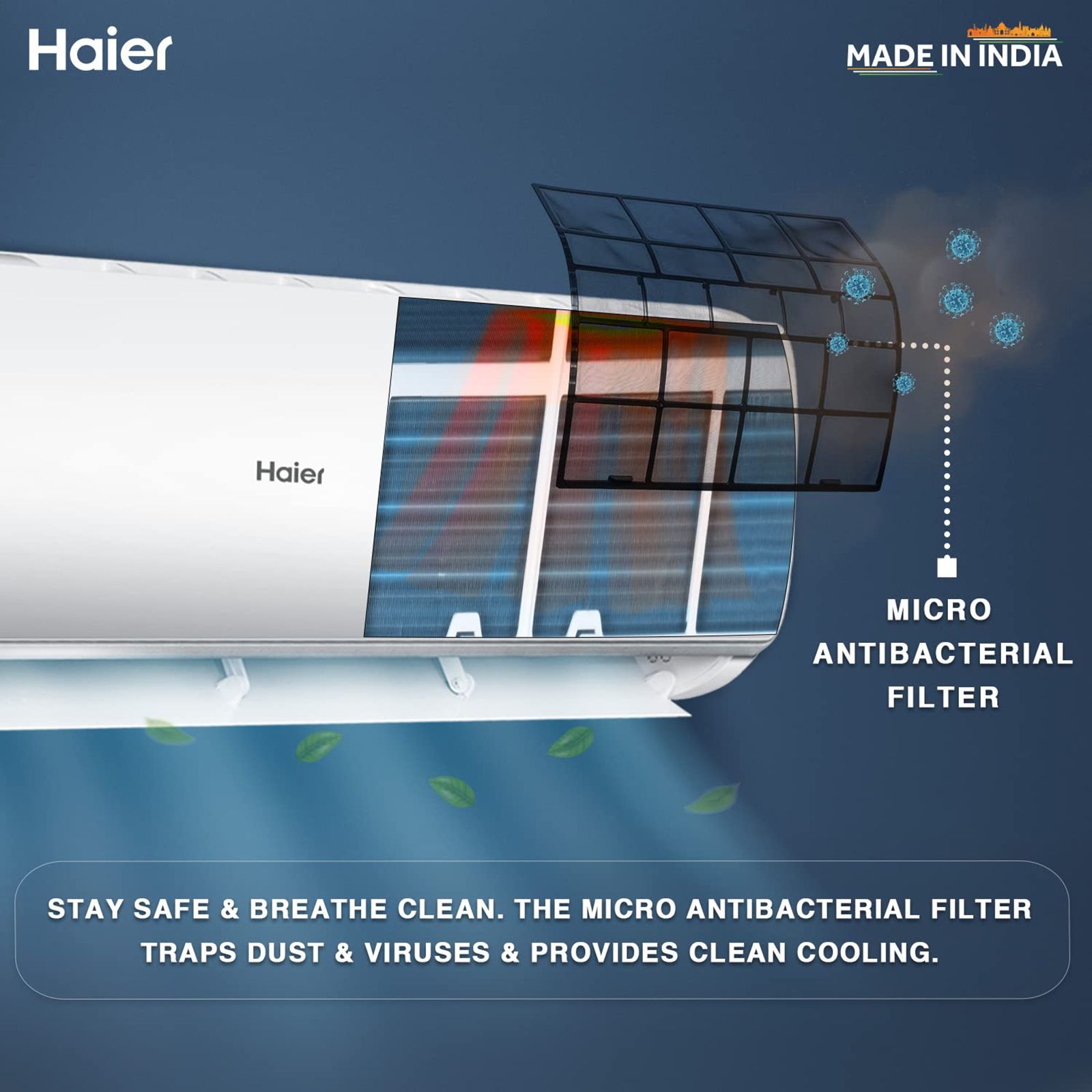 Haier Turbo Cool Plus 1 Ton 2 Star Split AC (Copper Condenser, Micro Anti Bacterial Filter, HSU12T-TQS2BE-FS)_6