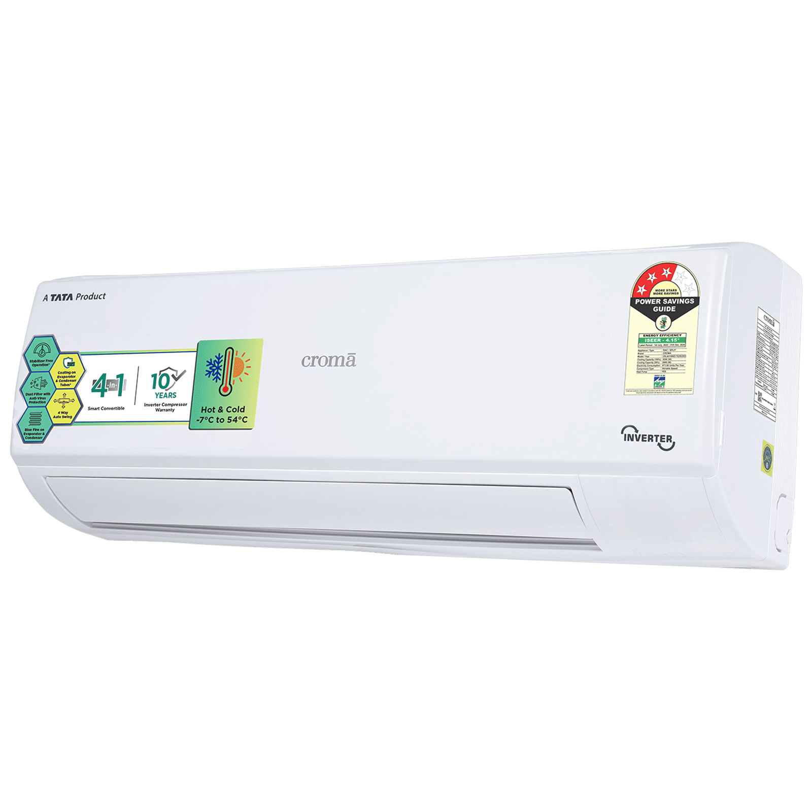 Croma 4 in 1 Convertible 1.5 Ton 3 Star Hot & Cold Inverter Split AC with Dust Filter (Copper Condenser, CRLAH18IND170259)_2