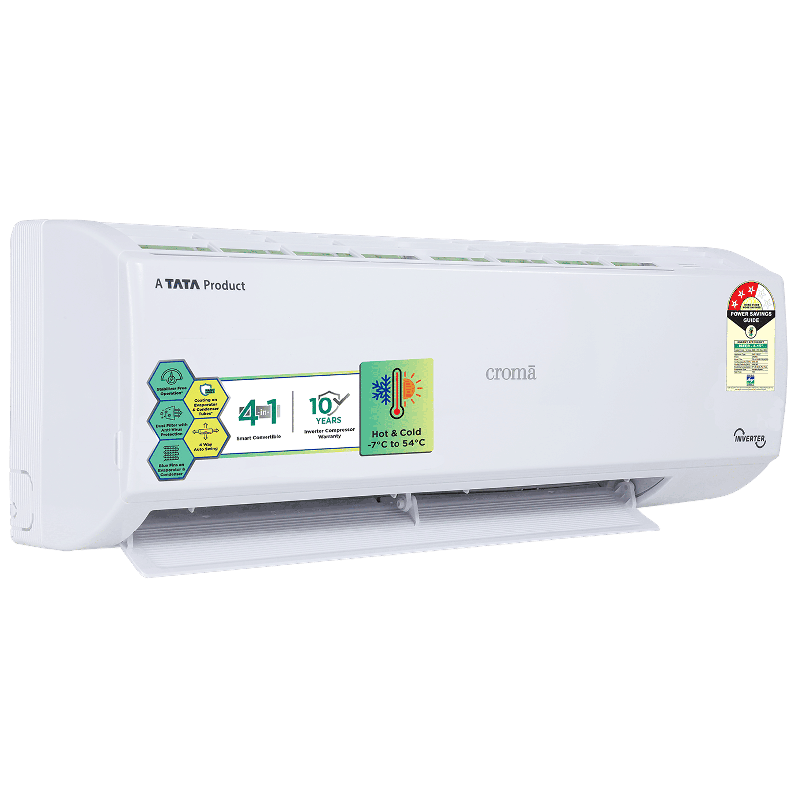 Croma 4 in 1 Convertible 1.5 Ton 3 Star Hot & Cold Inverter Split AC with Dust Filter (Copper Condenser, CRLAH18IND170259)_6