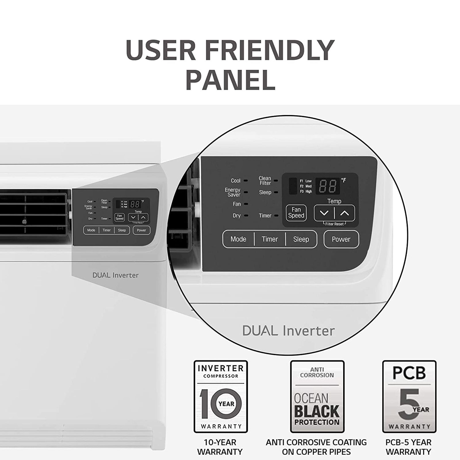 LG 4 in 1 Convertible 1.5 Ton 3 Star Inverter Window AC with HD Filter (Copper Condenser, RW-Q18WUXA.ANLG) LG 4 in 1 Convertible 1.5 Ton 3 Star Inverter Window AC with HD Filter (Copper Condenser, RW-Q18WUXA.ANLG)_14