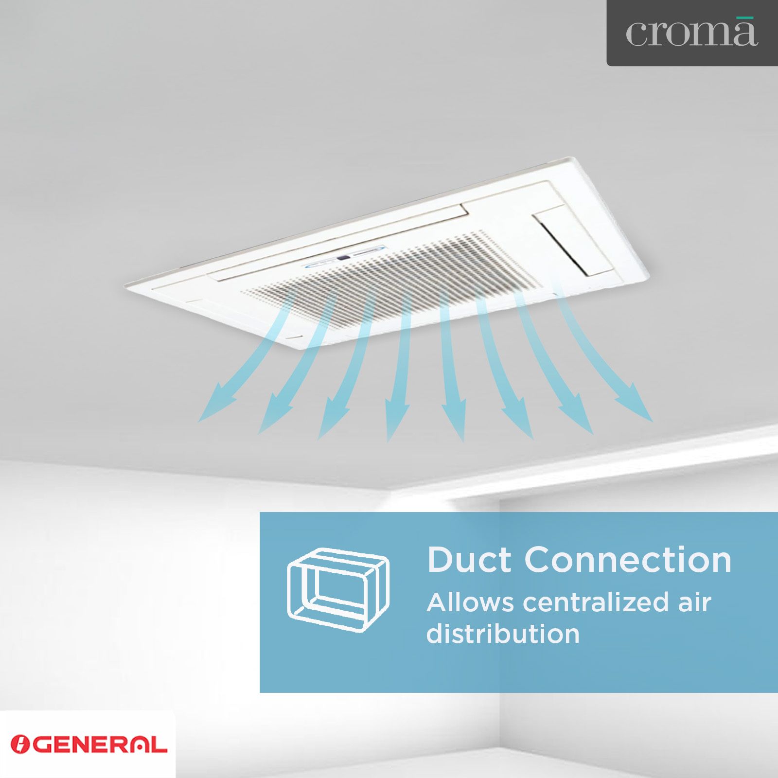 O GENERAL 3 Ton Cassette Split AC (Copper Condenser, Anti Dust Filter, AUG36FUAS)_5