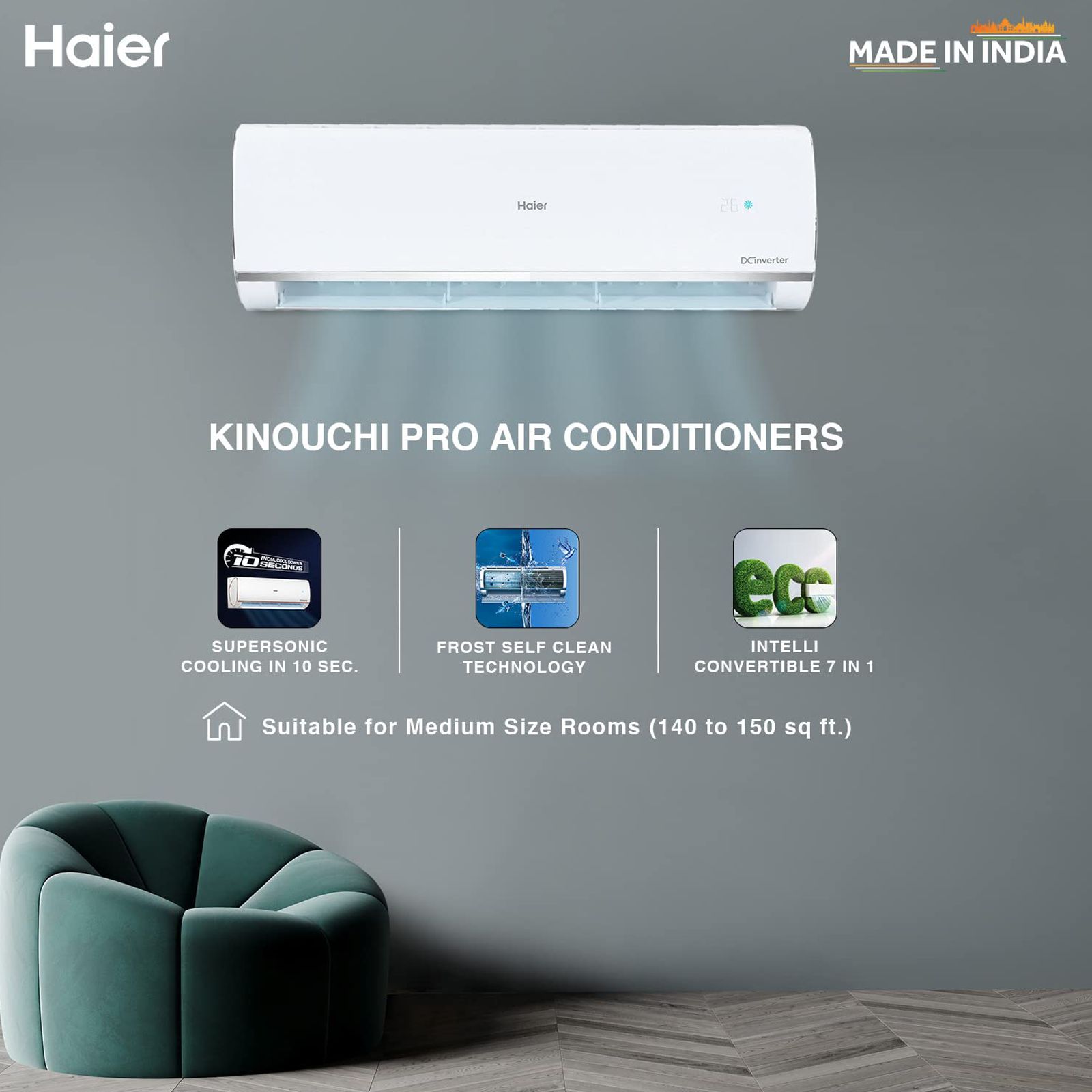 Haier 7 in 1 Convertible 1.5 Ton 5 Star Triple Inverter Split AC with Frost Self Clean Technology (Copper Condenser, HSU18K-PYS5BE) Haier 7 in 1 Convertible 1.5 Ton 5 Star Triple Inverter Split AC with Frost Self Clean Technology (Copper Condenser, HSU18K-PYS5BE)_7