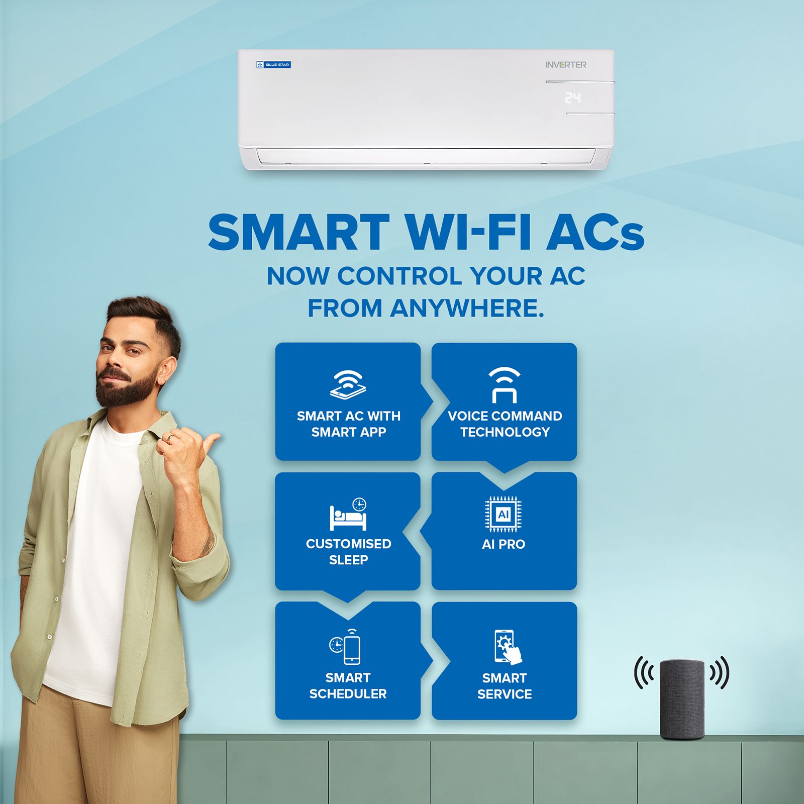 Blue Star YNUS 5 in 1 Convertible 1.5 Ton 3 Star Inverter Split Smart AC with Turbo Cool (Copper Condenser, IC318YNUS) Blue Star YNUS 5 in 1 Convertible 1.5 Ton 3 Star Inverter Split Smart AC with Turbo Cool (Copper Condenser, IC318YNUS)_4