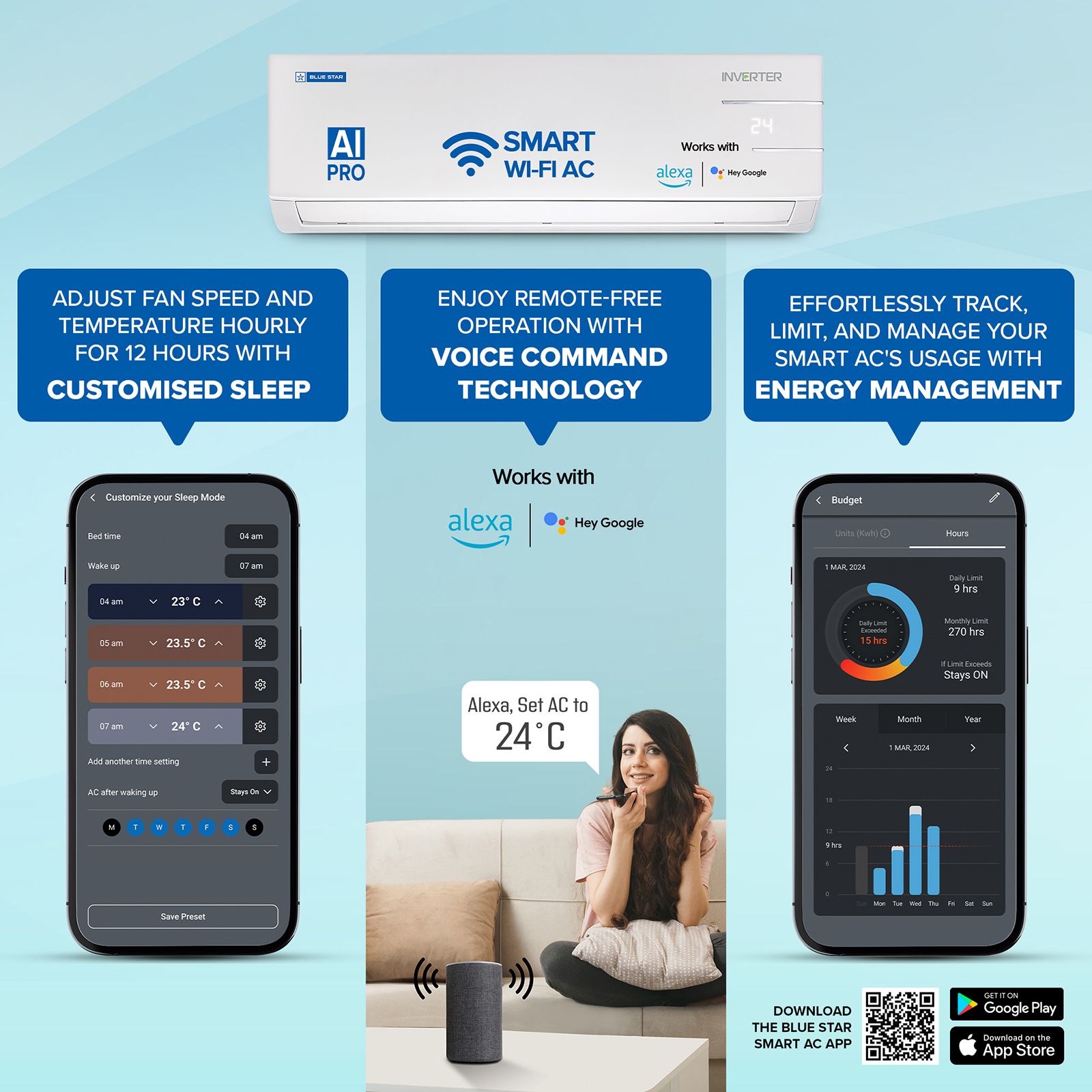 Blue Star YNUS 5 in 1 Convertible 1.5 Ton 3 Star Inverter Split Smart AC with Turbo Cool (Copper Condenser, IC318YNUS) Blue Star YNUS 5 in 1 Convertible 1.5 Ton 3 Star Inverter Split Smart AC with Turbo Cool (Copper Condenser, IC318YNUS)_5