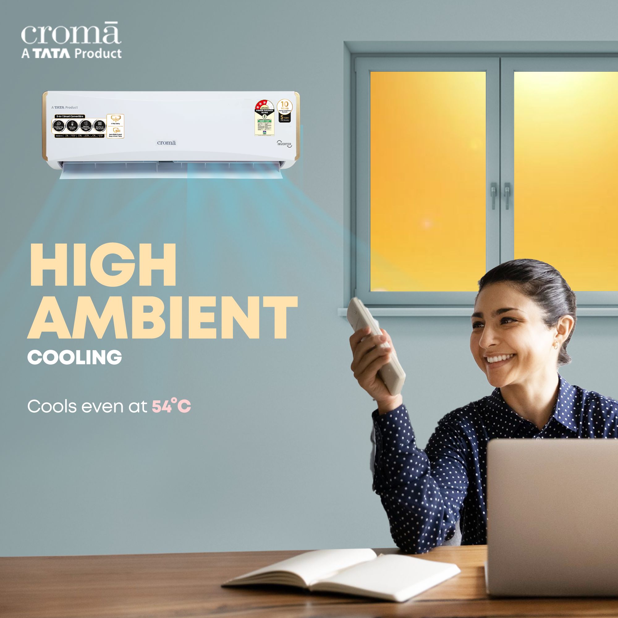 Croma 5 in 1 Convertible 1 Ton 3 Star Inverter Split AC with Dust Filter (Copper Condenser) Croma 5 in 1 Convertible 1 Ton 3 Star Inverter Split AC with Dust Filter (Copper Condenser)_14