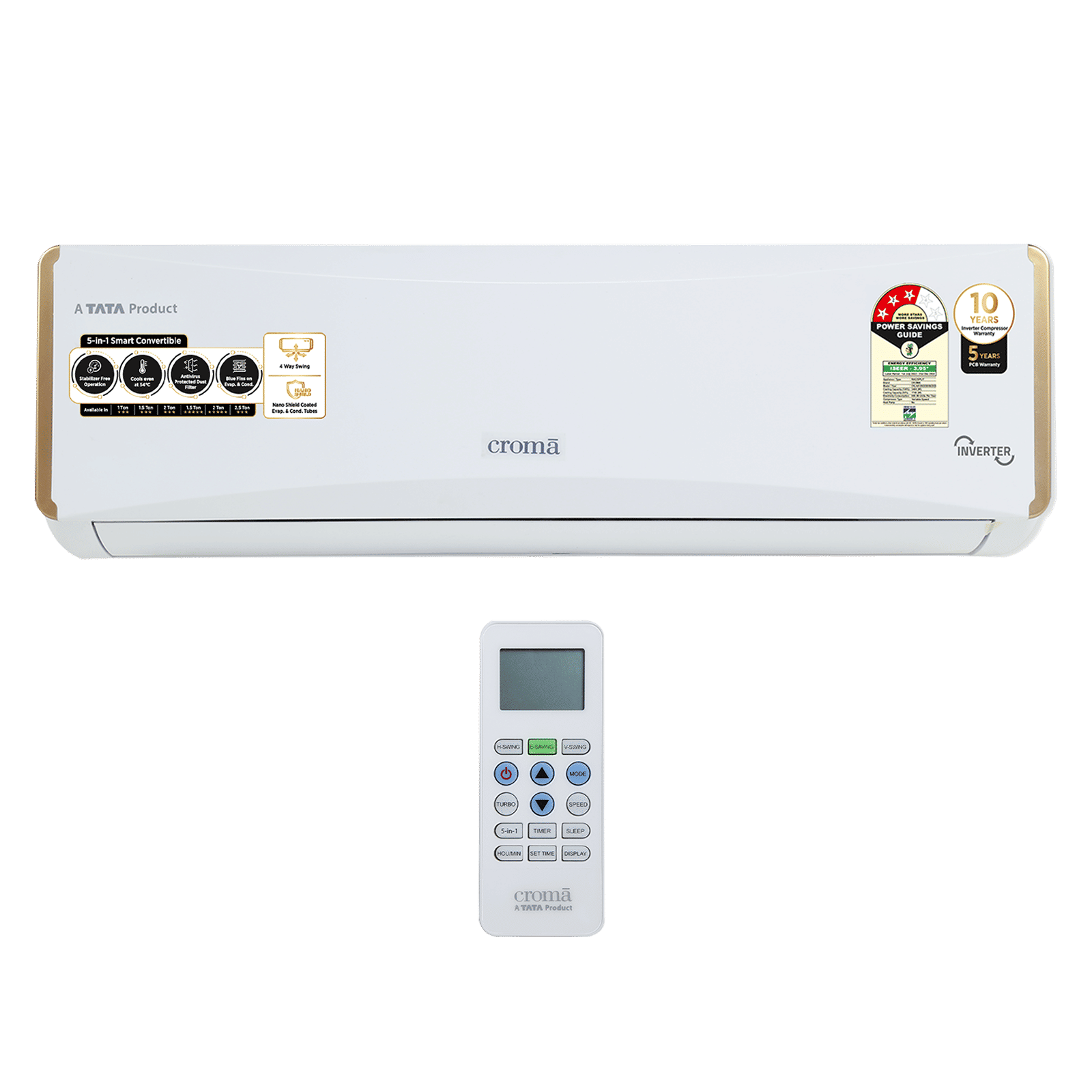Croma 5 in 1 Convertible 1 Ton 3 Star Inverter Split AC with Dust Filter (Copper Condenser) Croma 5 in 1 Convertible 1 Ton 3 Star Inverter Split AC with Dust Filter (Copper Condenser)_9